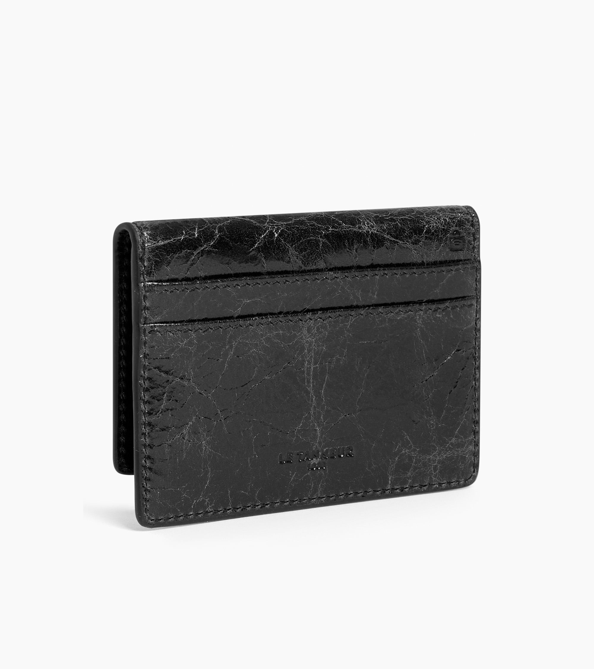 Emilie card holder with flap in crumpled leather