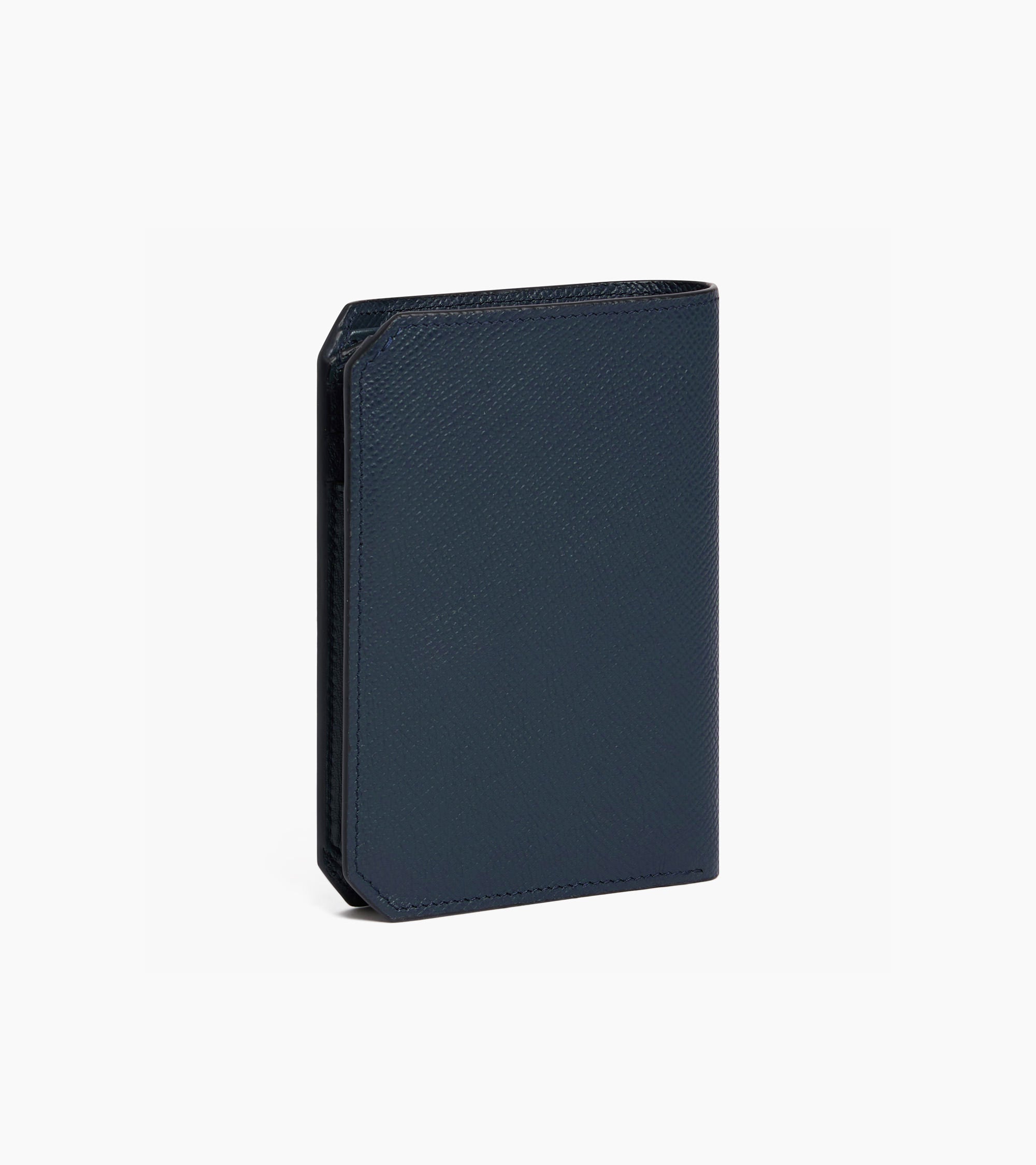 Gaston vertical wallet with 2 flaps in cross grain leather