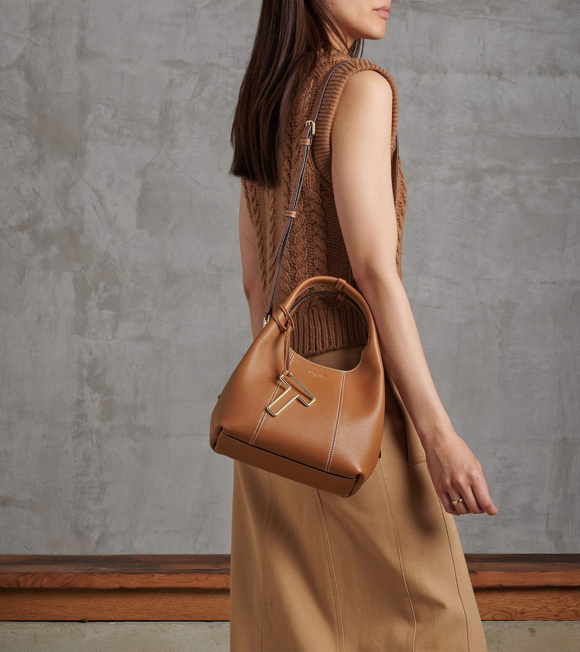 Small tan leather handbag on sale