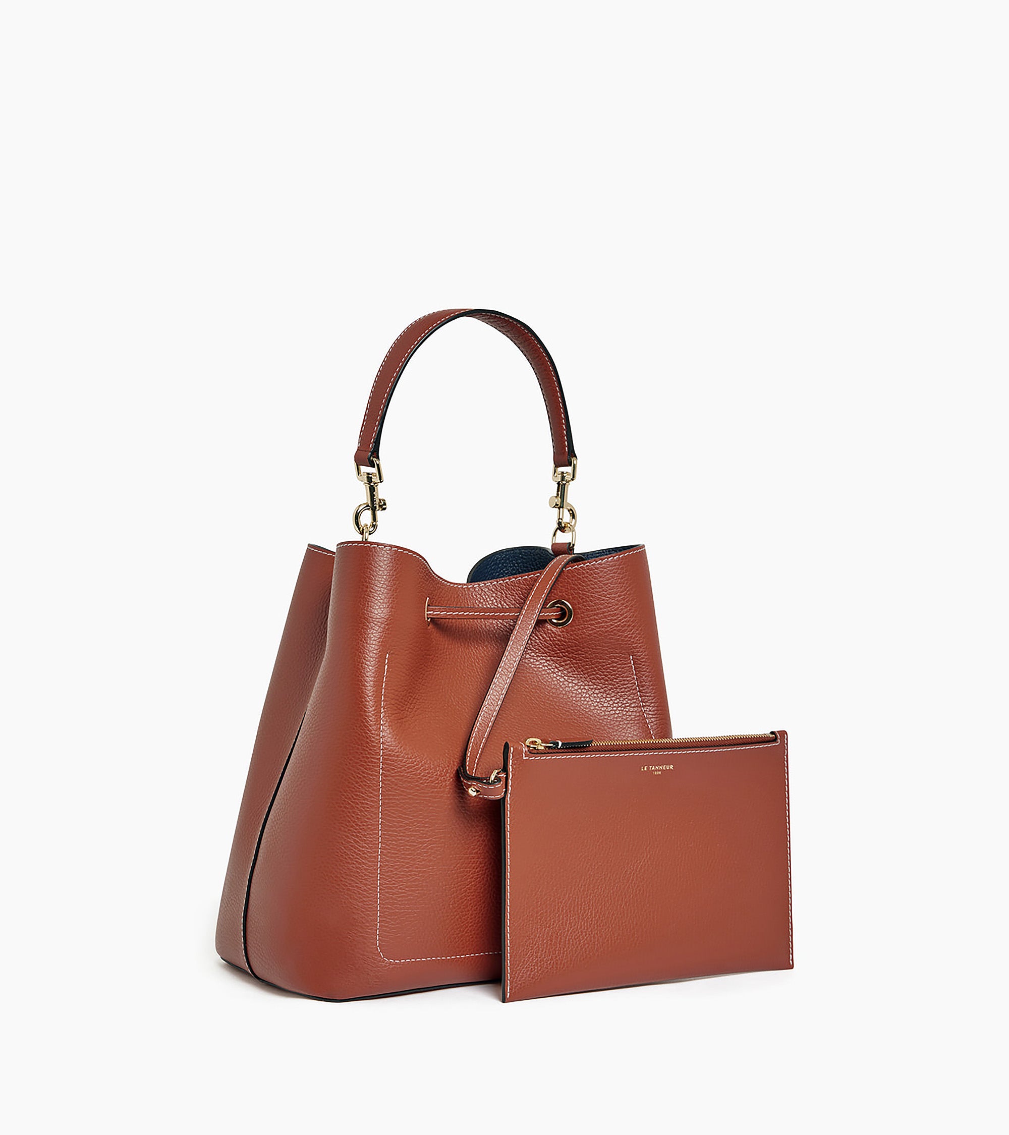 Louise large bucket bag in grained leather