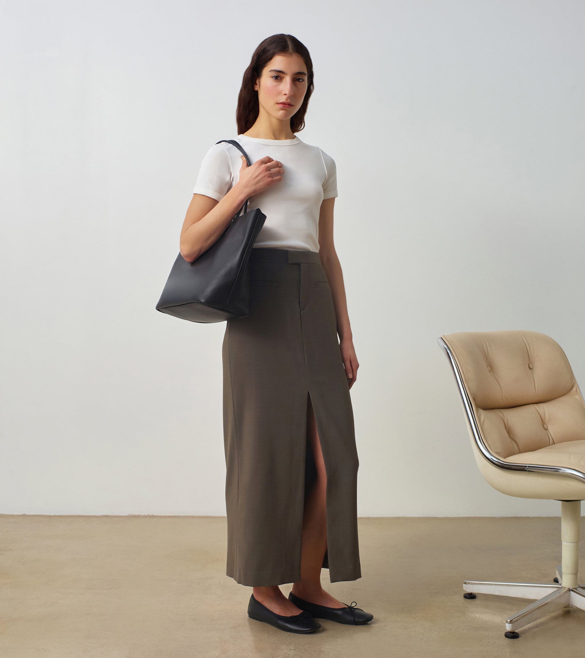 Louise large tote in grained leather