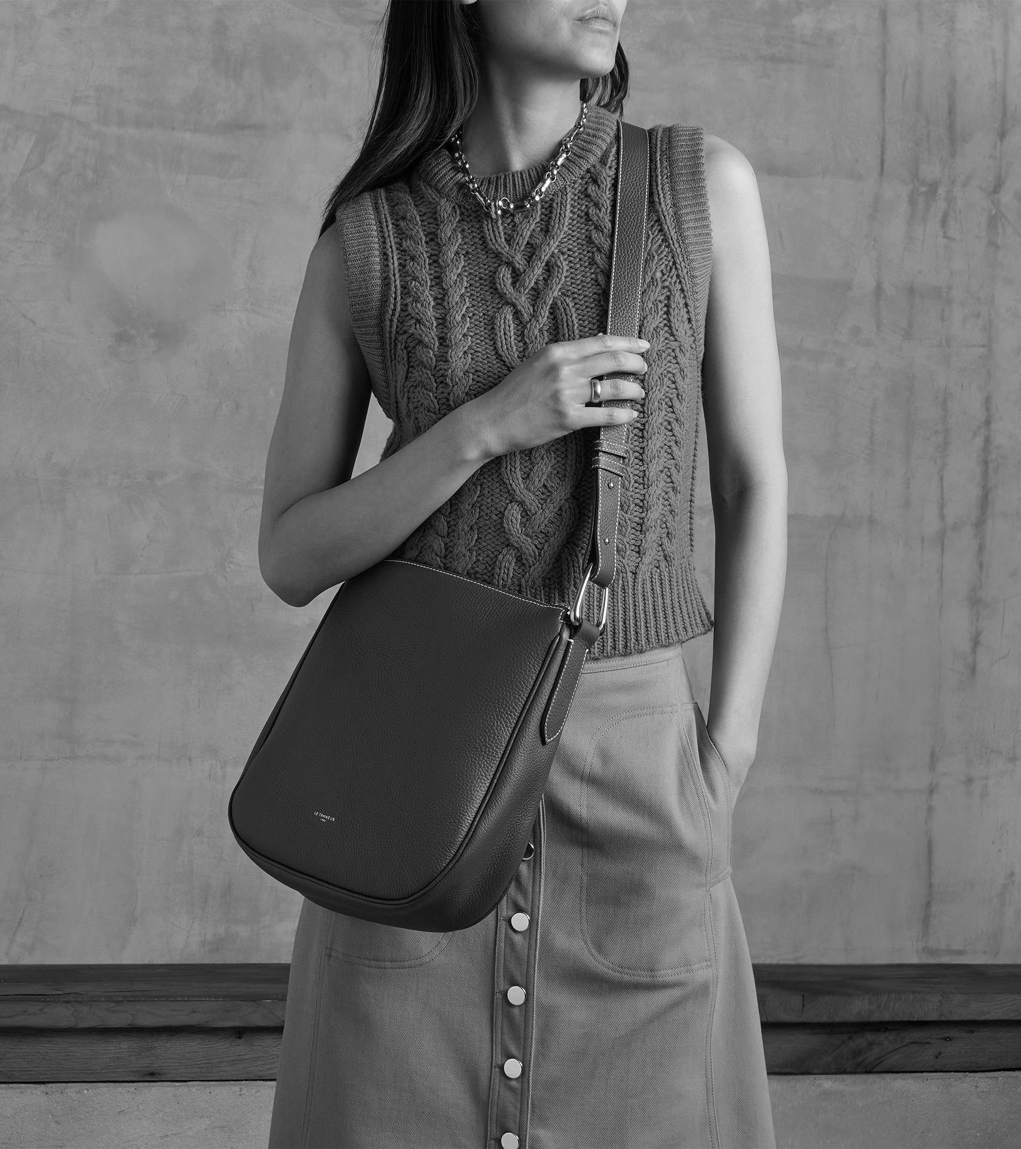 Madeleine mid-sized hobo bag in grained leather