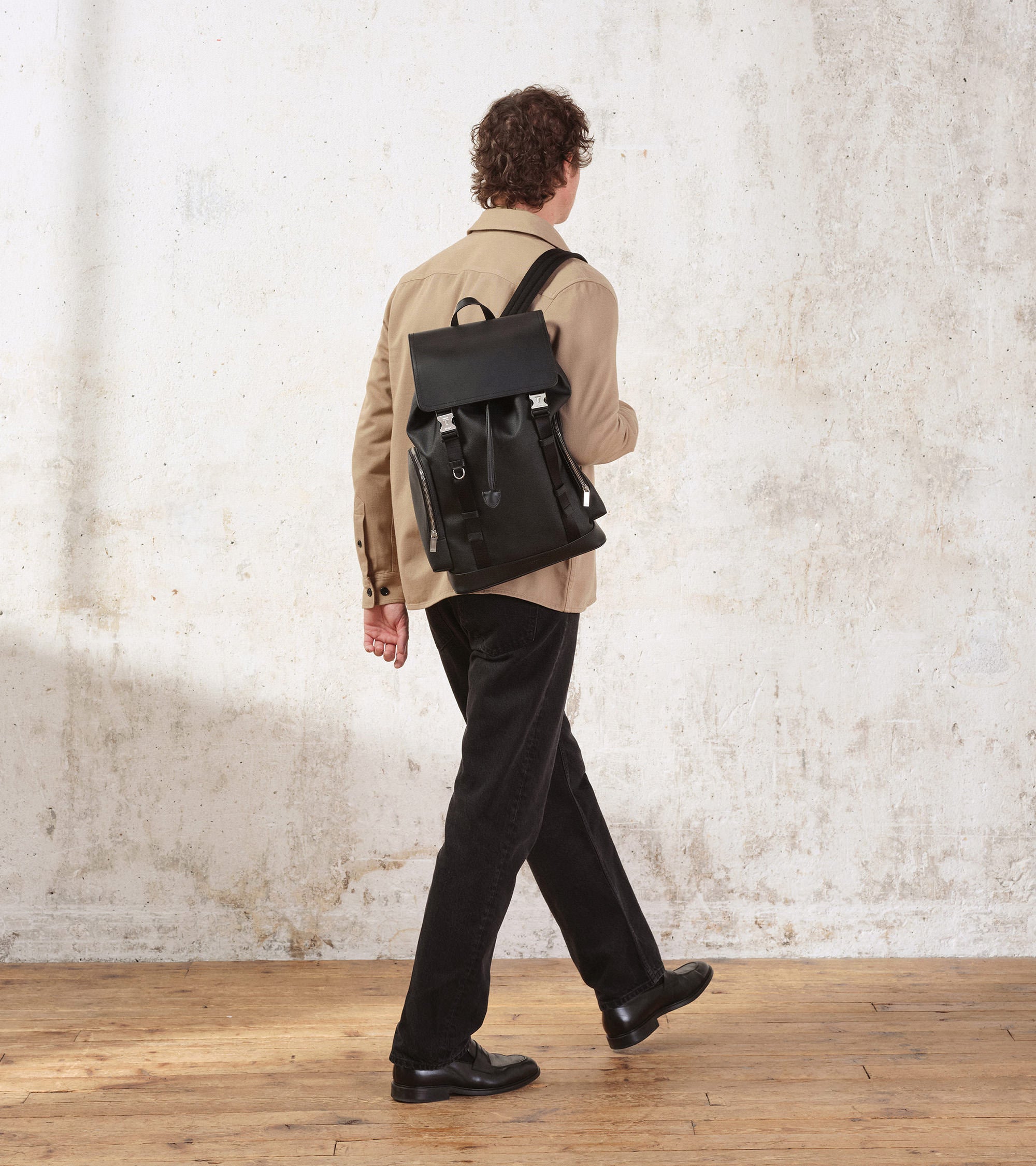 Maurice backpack with flap closure in coated canvas