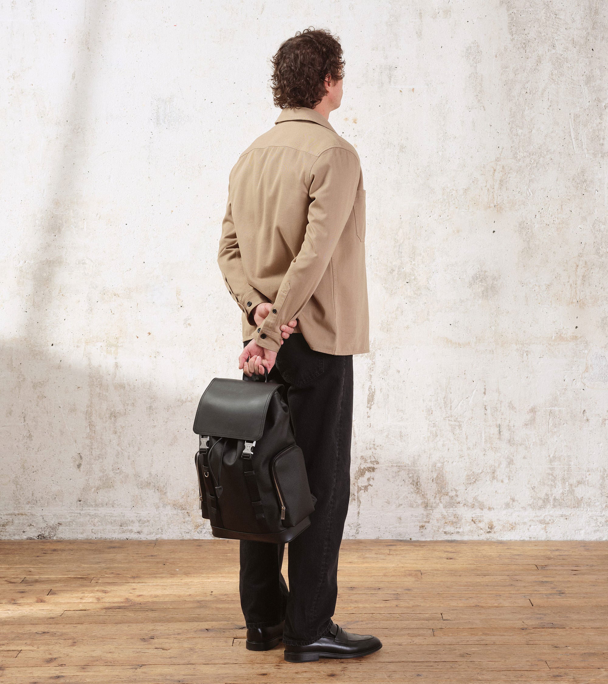 Maurice backpack with flap closure in coated canvas