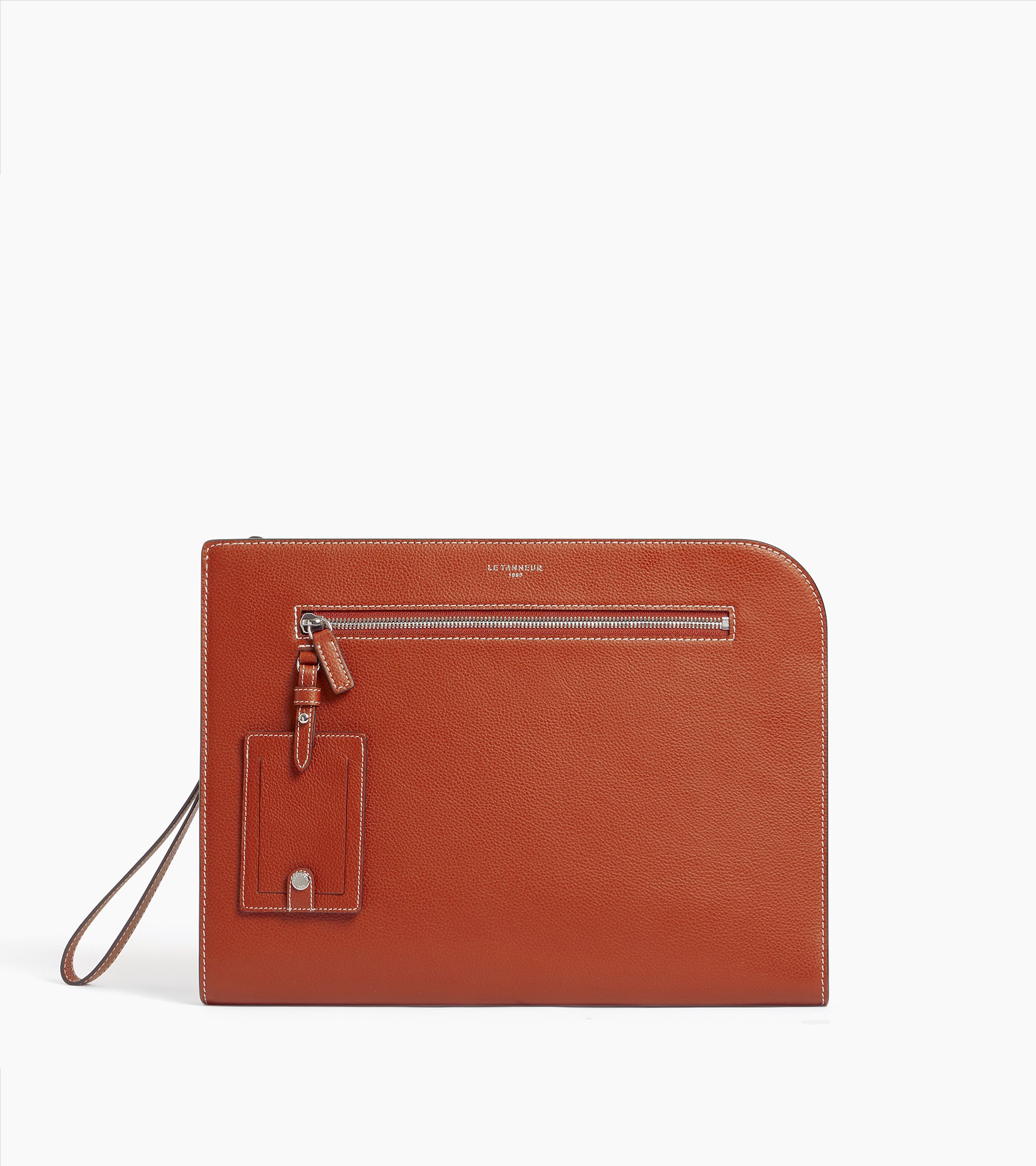 Emile A4 pouch in grained leather