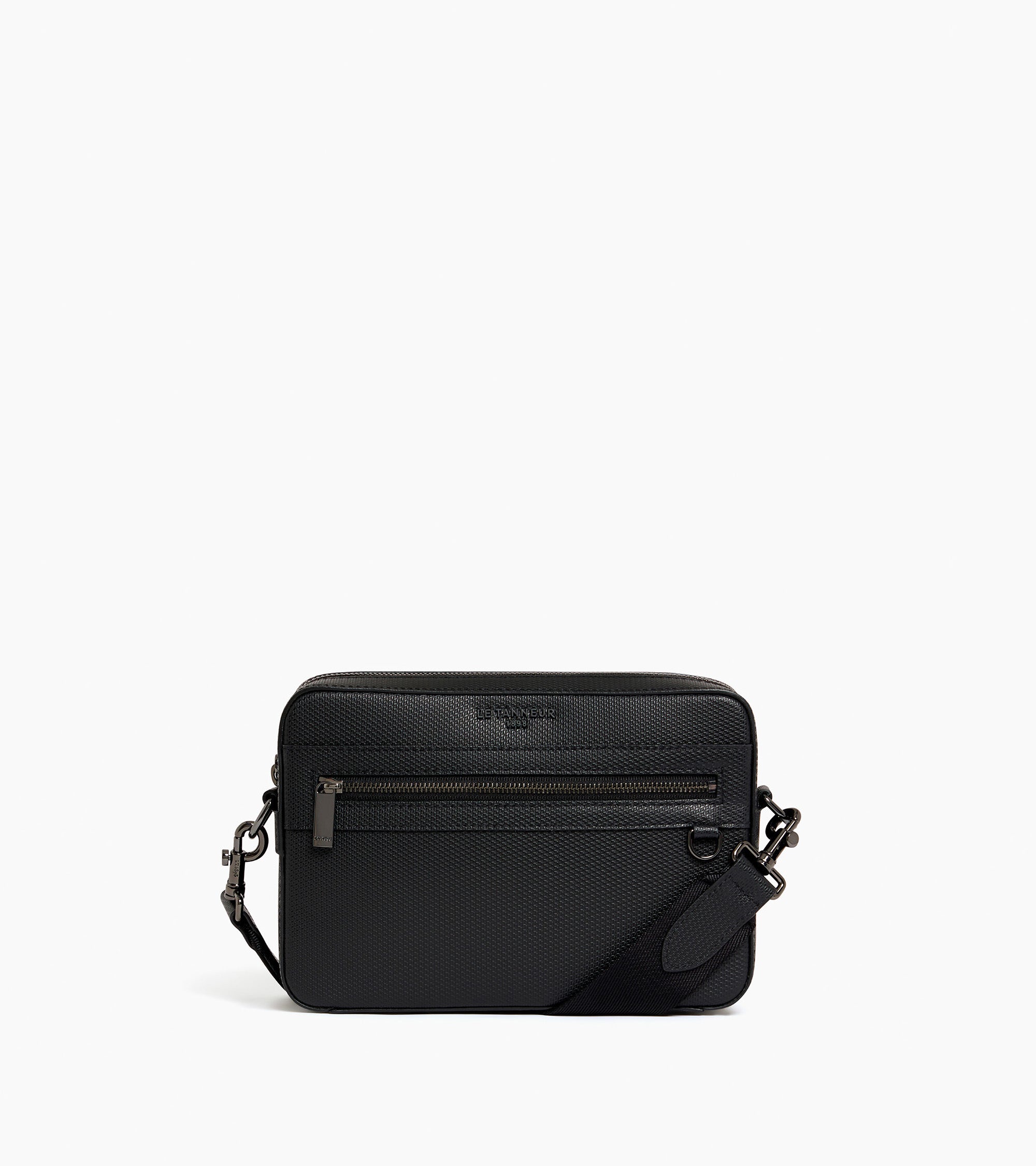 Emile small shoulder bag in signature T leather Black