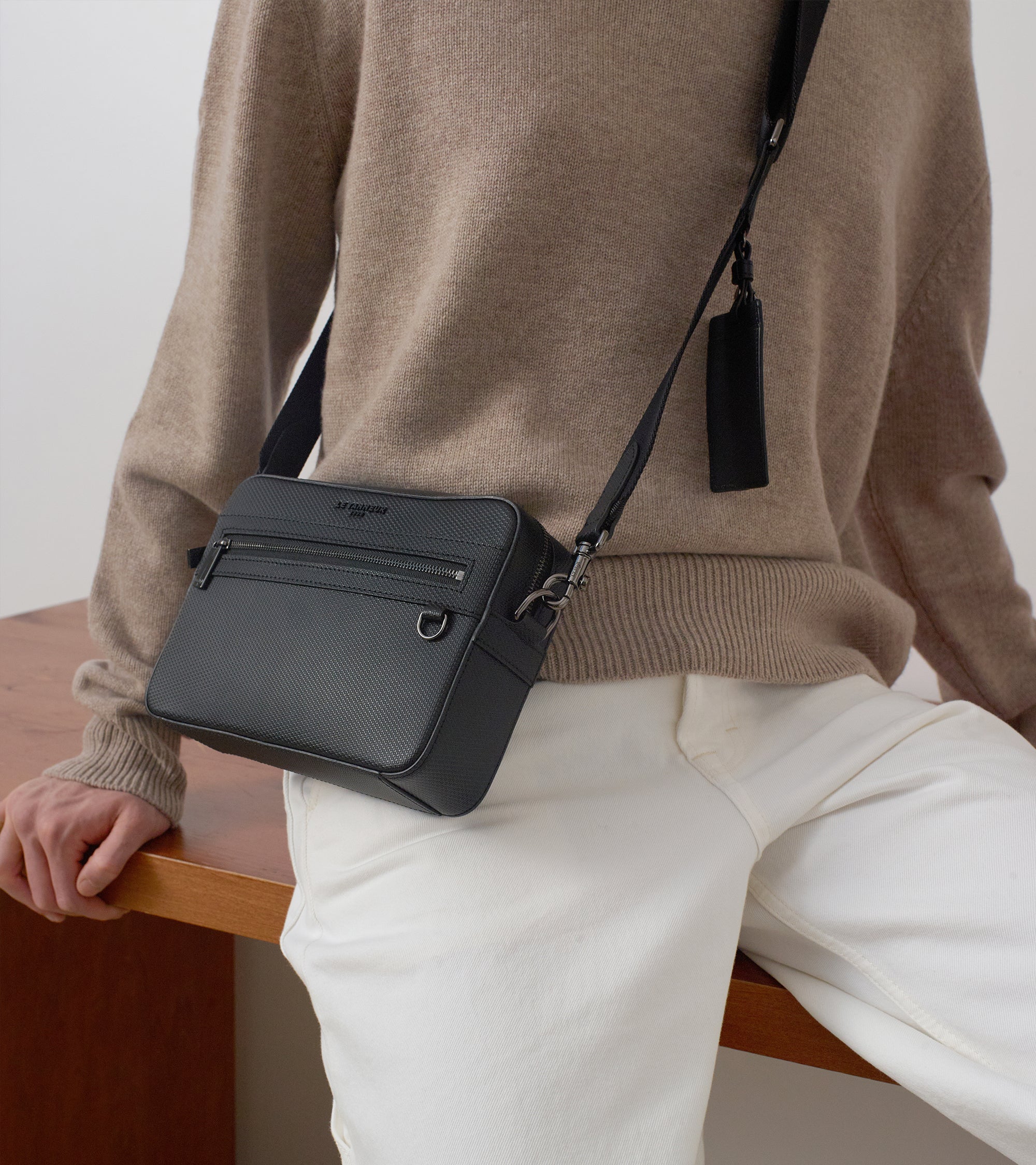 Emile small shoulder bag in signature T leather