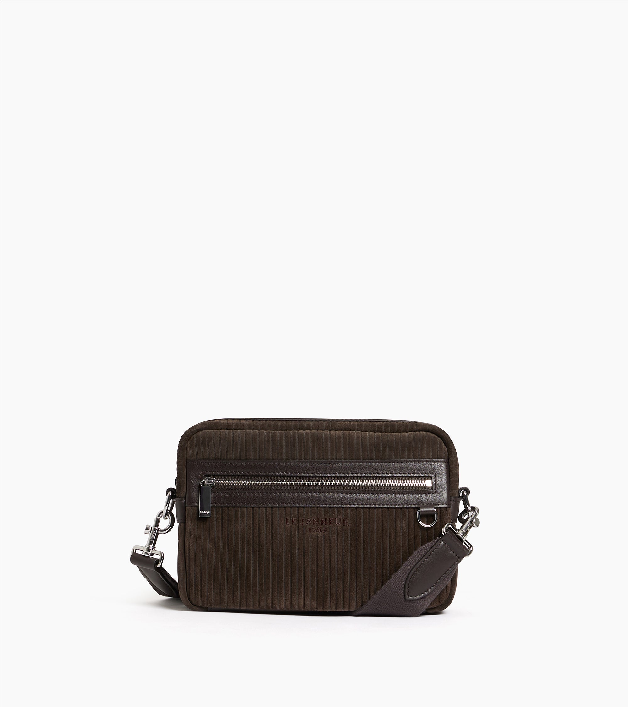 Emile small shoulder bag in ribbed and smooth leather