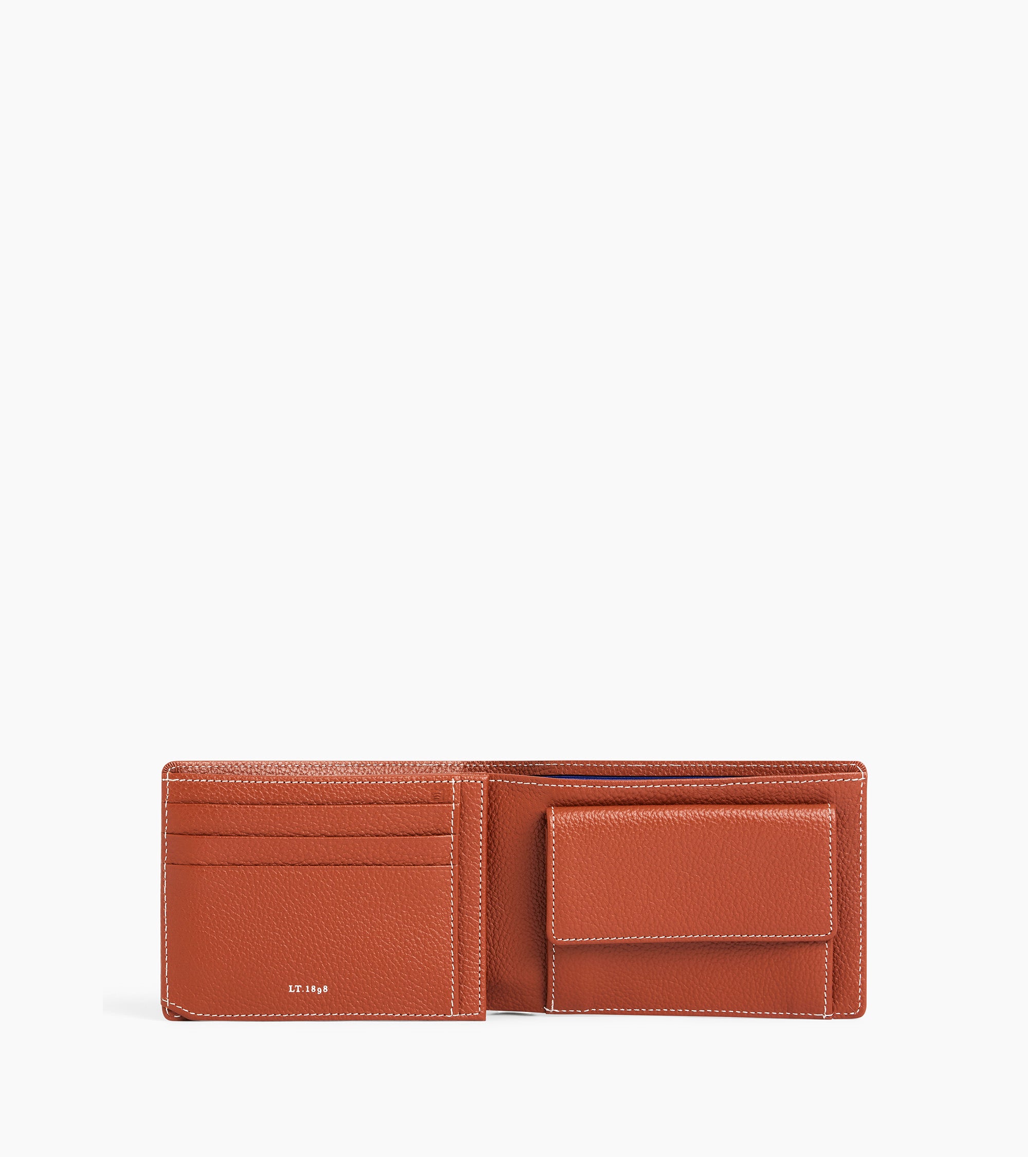 Emile flap wallet with 2 gussets in grained leather