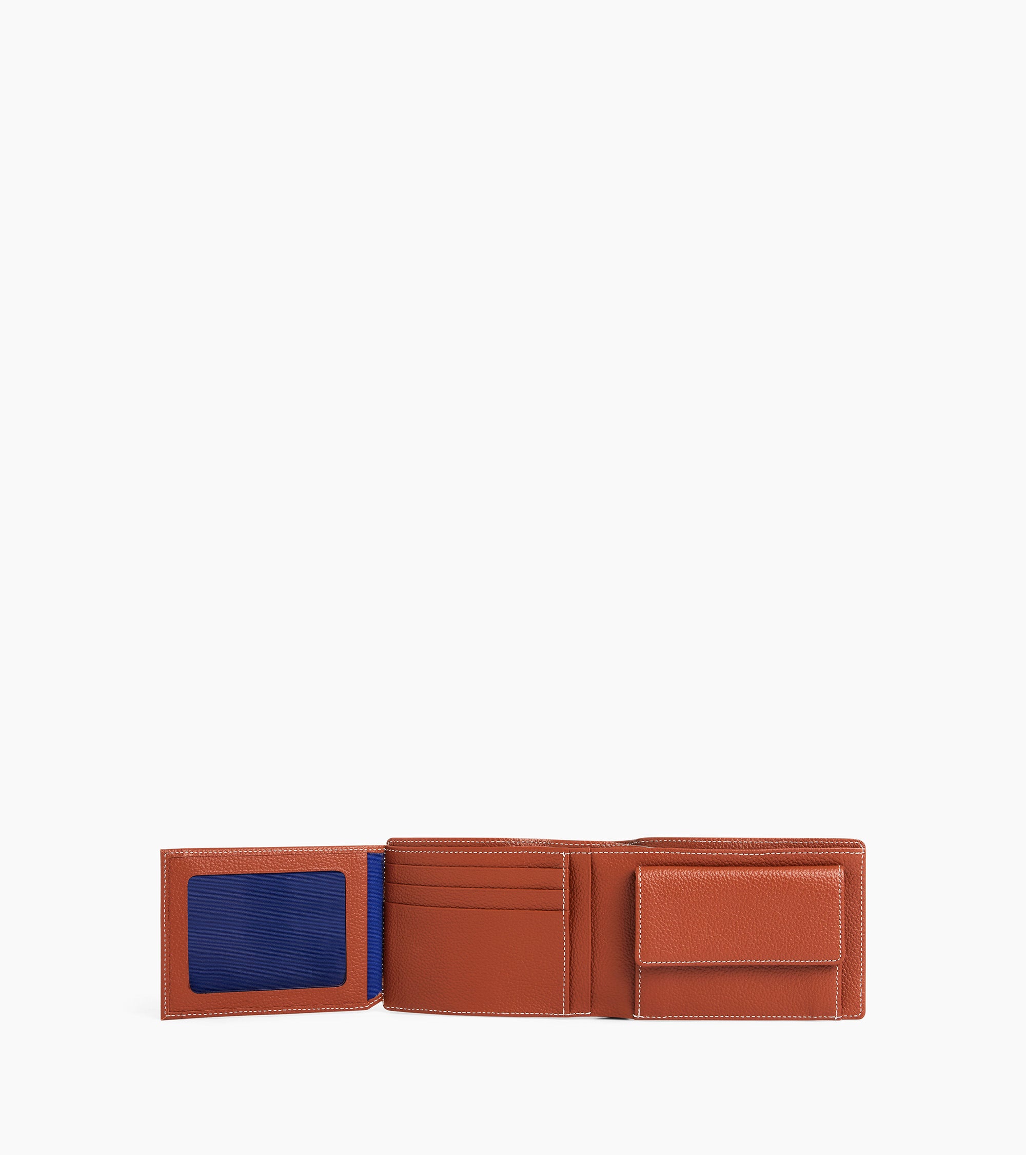 Emile flap wallet with 2 gussets in grained leather