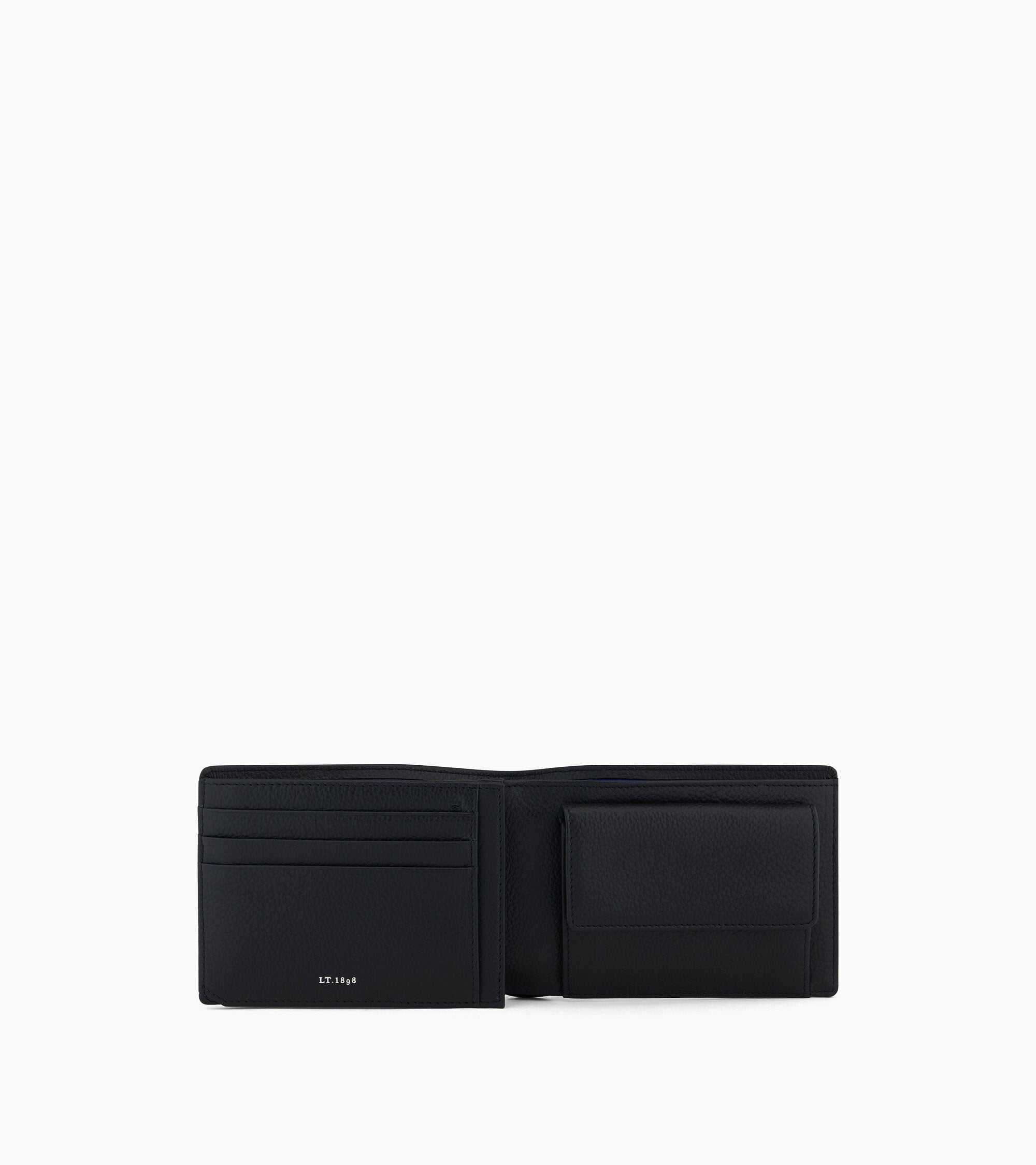 Emile flap wallet with 2 gussets in grained leather