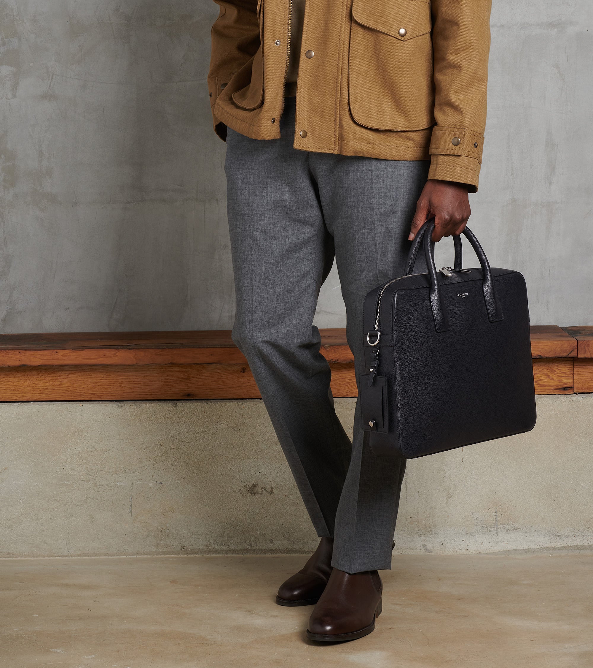 Emile 14" briefcase in grained leather