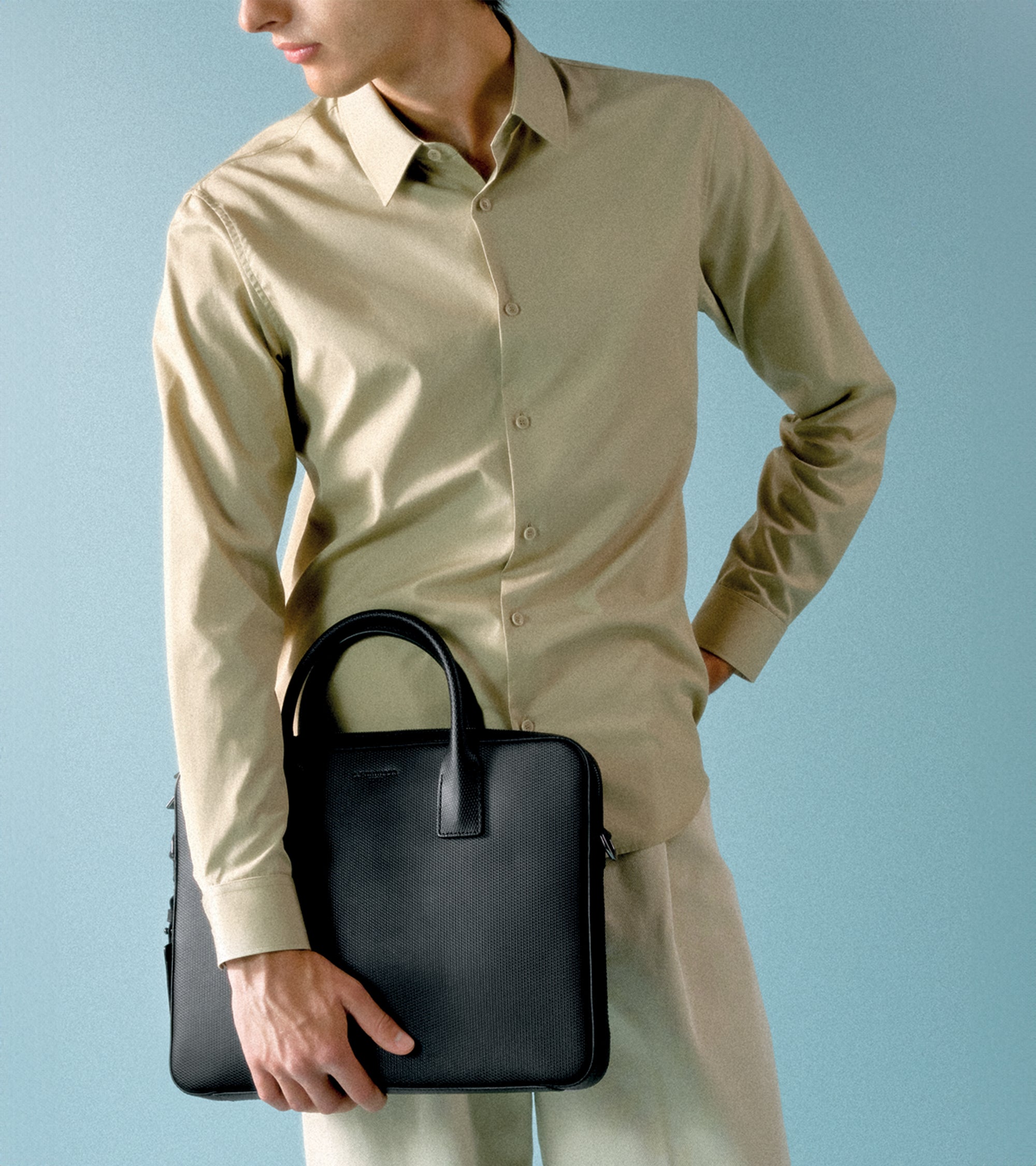 Emile slim, 14" briefcase in signature T leather