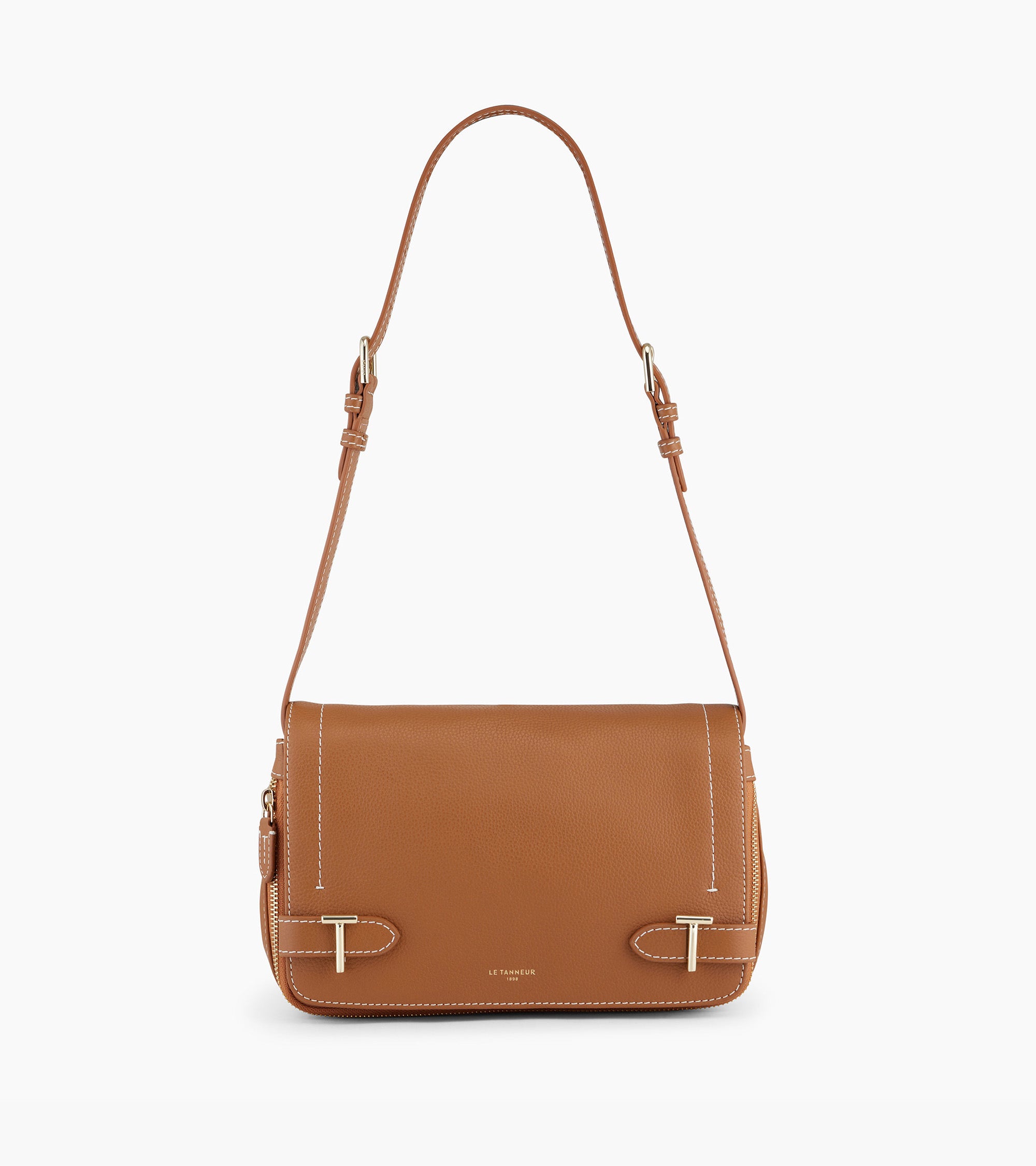 Simone small bag with crossbody strap in grained leather