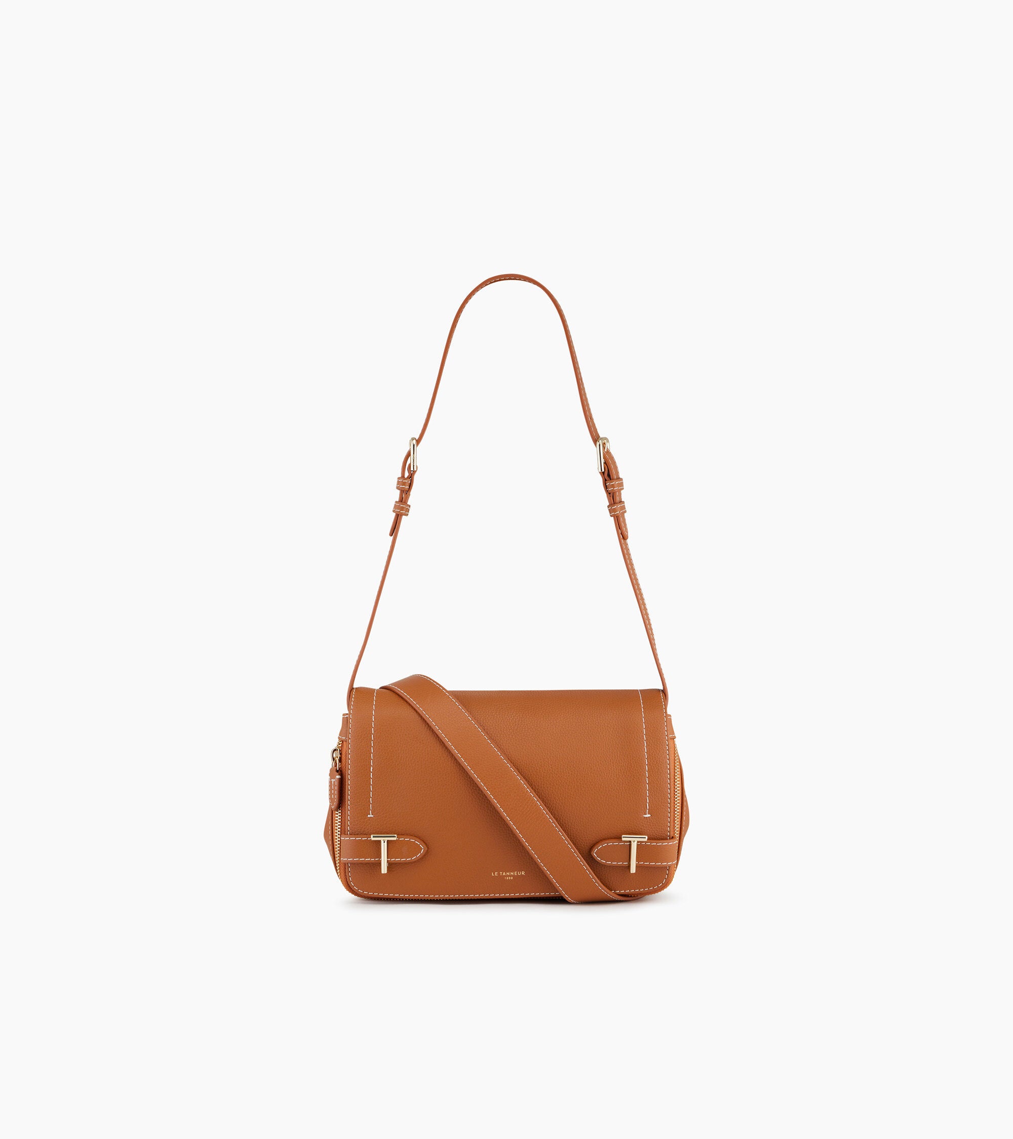 Simone small bag with crossbody strap in grained leather