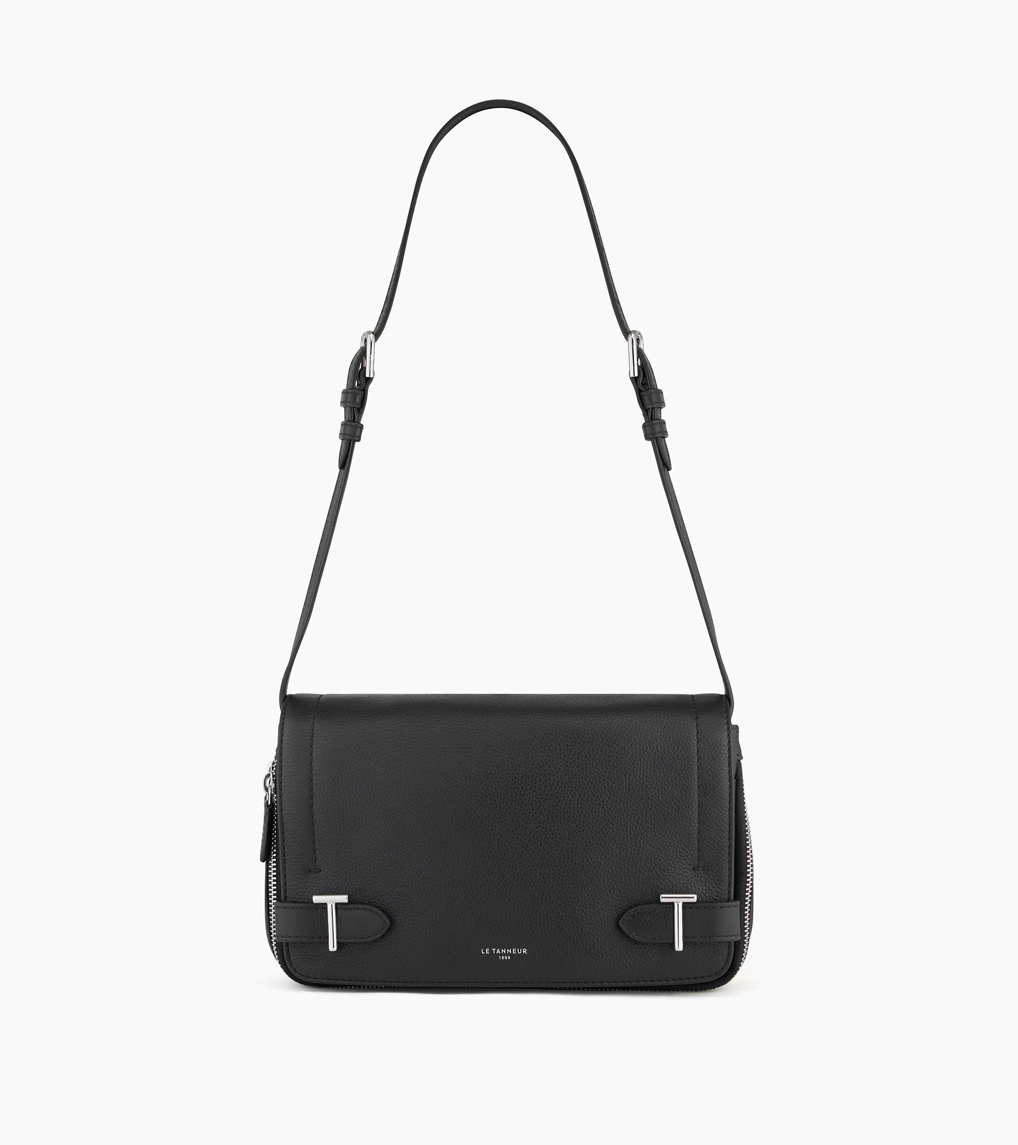 Simone small bag with crossbody strap in grained leather