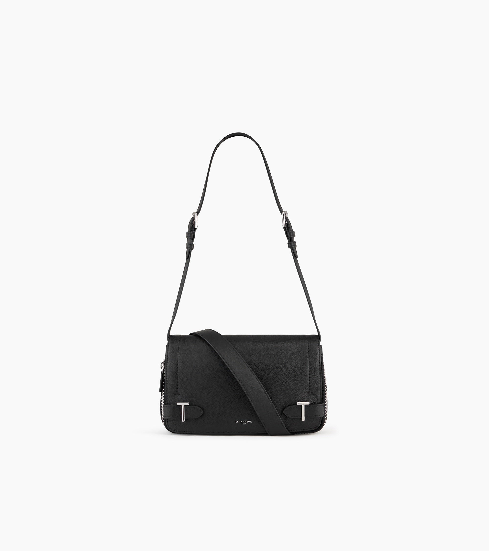 Simone small bag with crossbody strap in grained leather