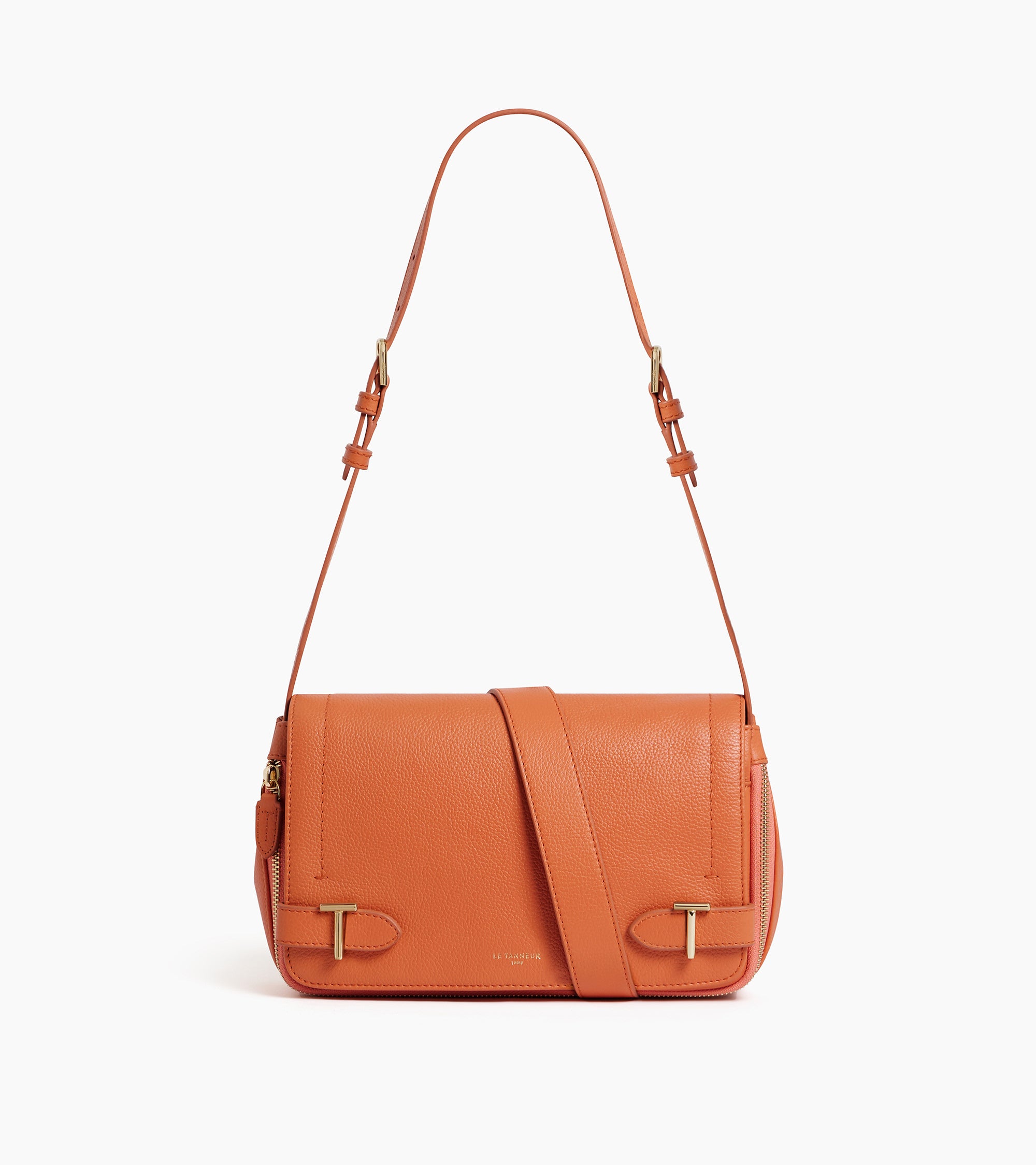 Simone small bag with crossbody strap in grained leather