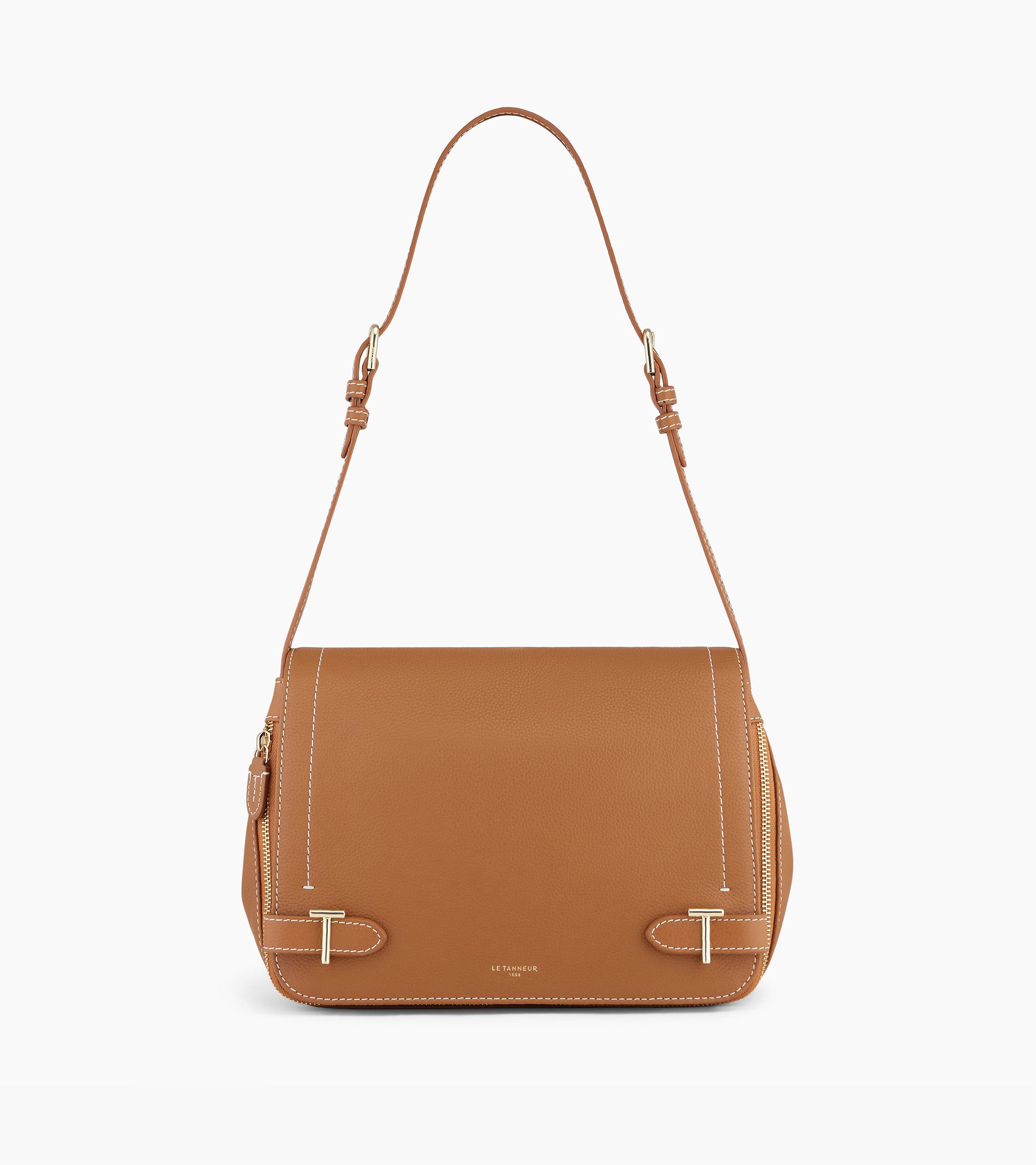 Simone medium-sized bag with crossbody strap in grained leather