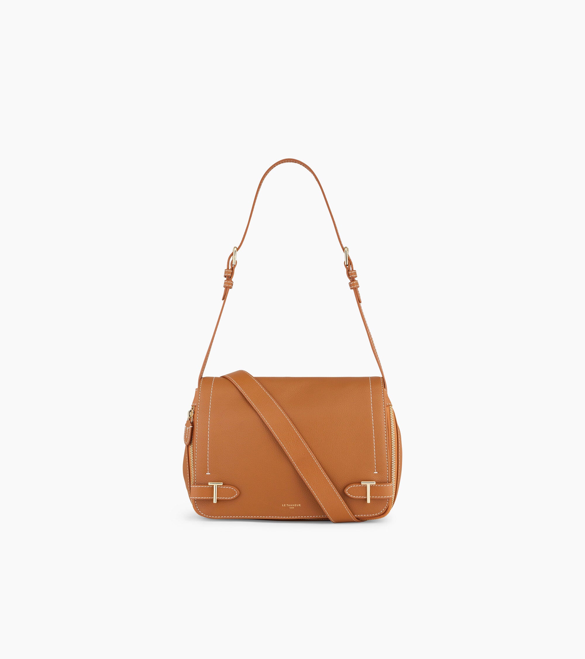 Simone medium-sized bag with crossbody strap in grained leather