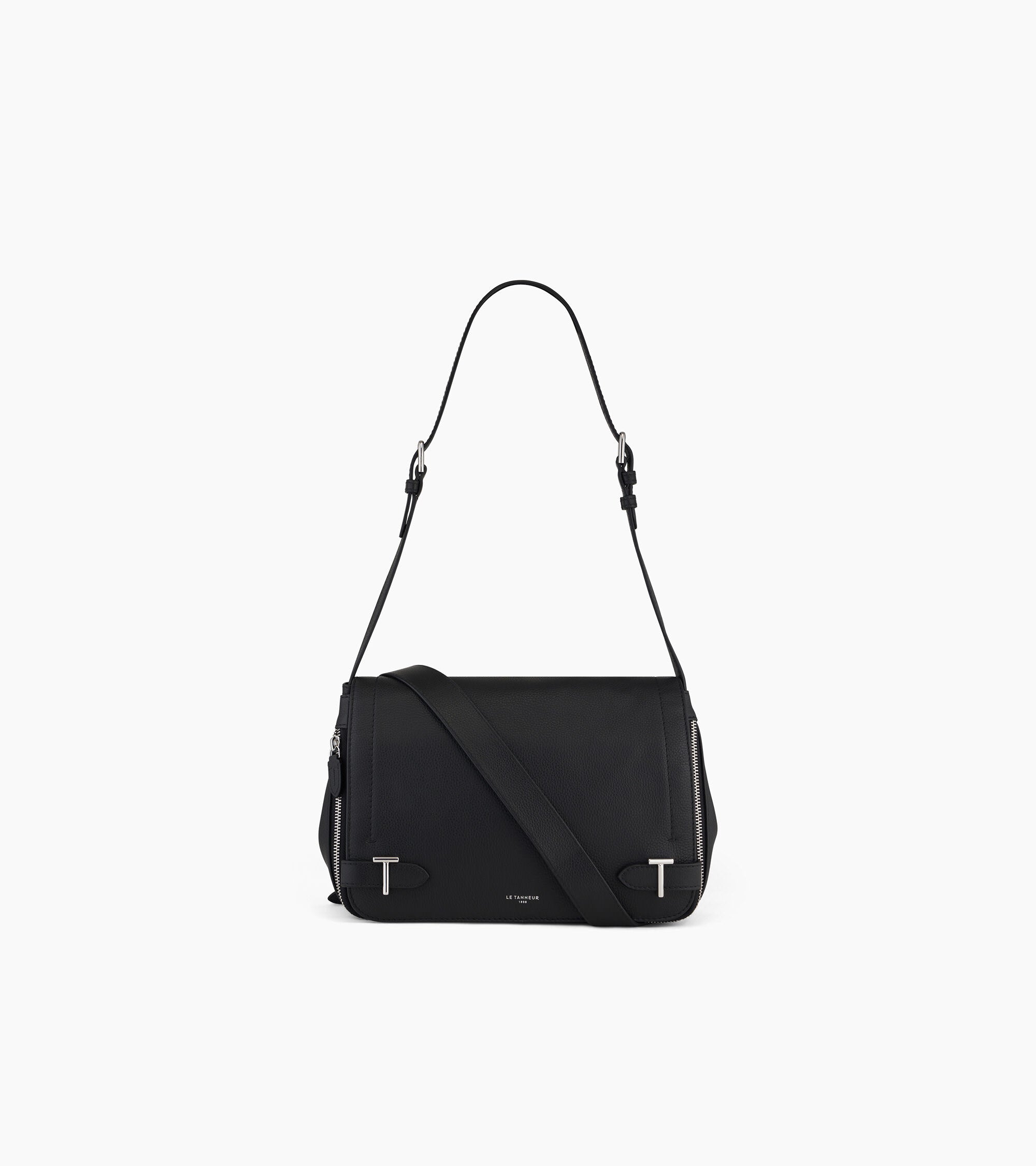 Simone medium-sized bag with crossbody strap in grained leather