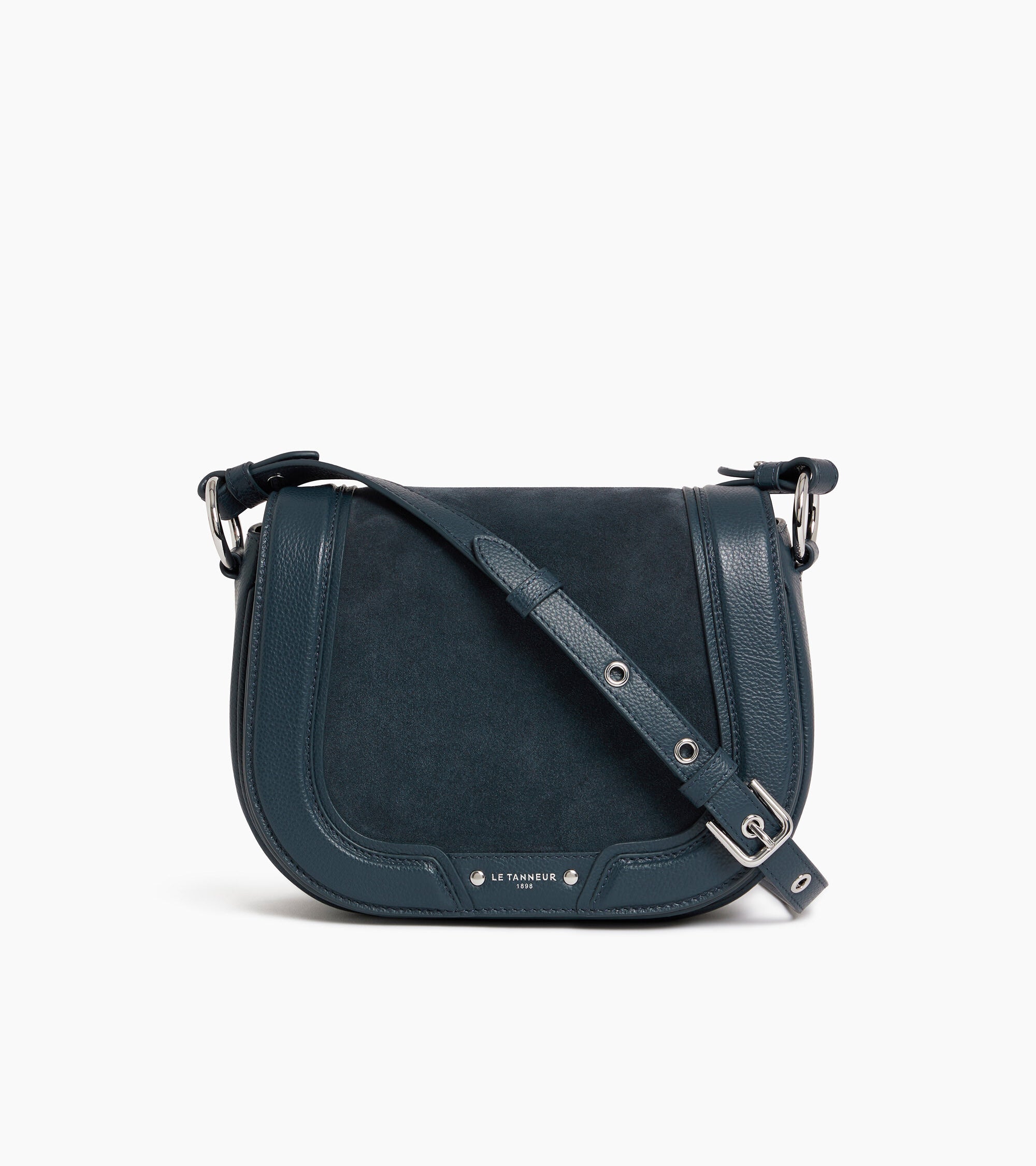 Ella medium crossbody bag in grained leather and nubuck