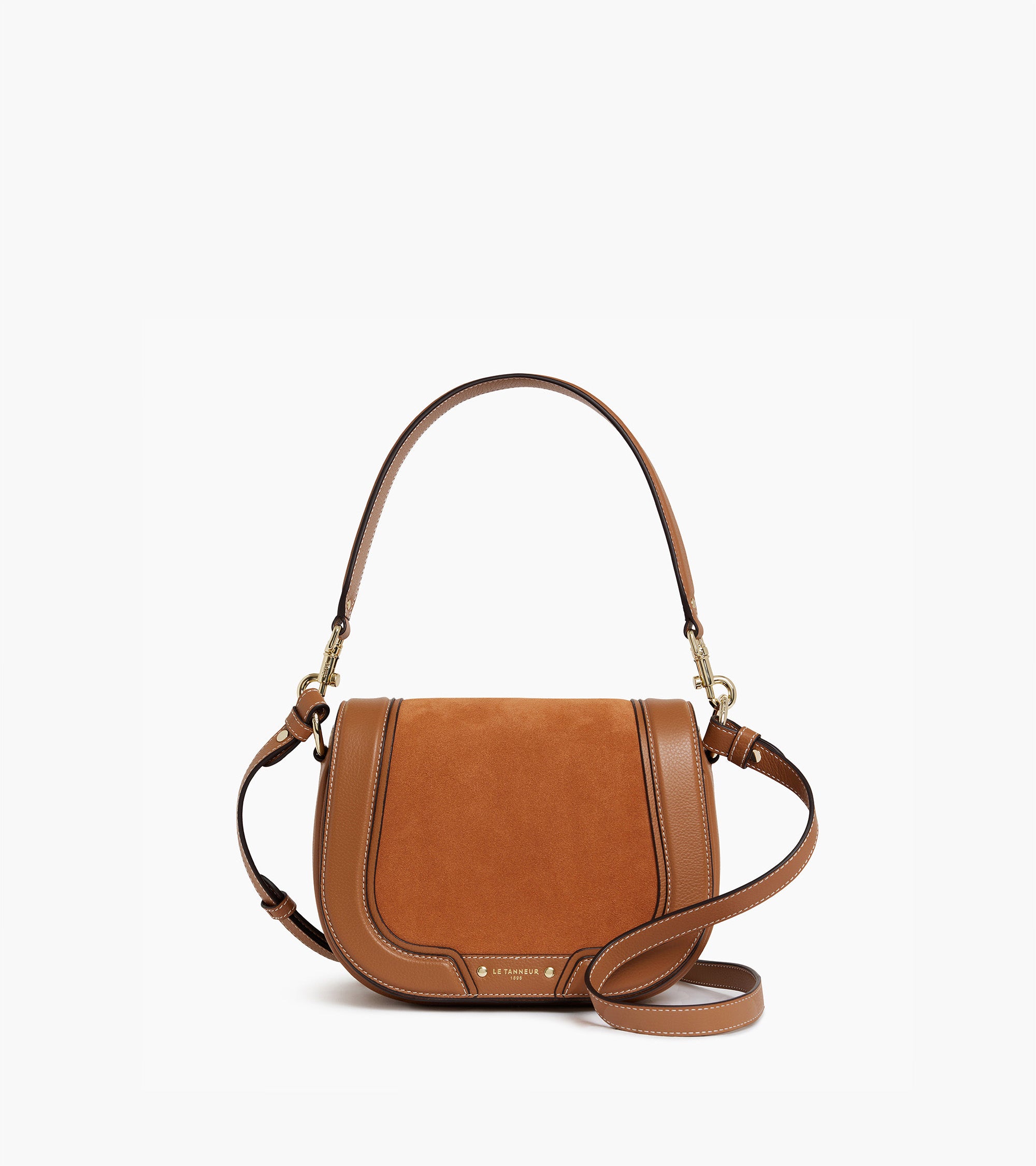 Ella medium crossbody bag in grained leather and nubuck