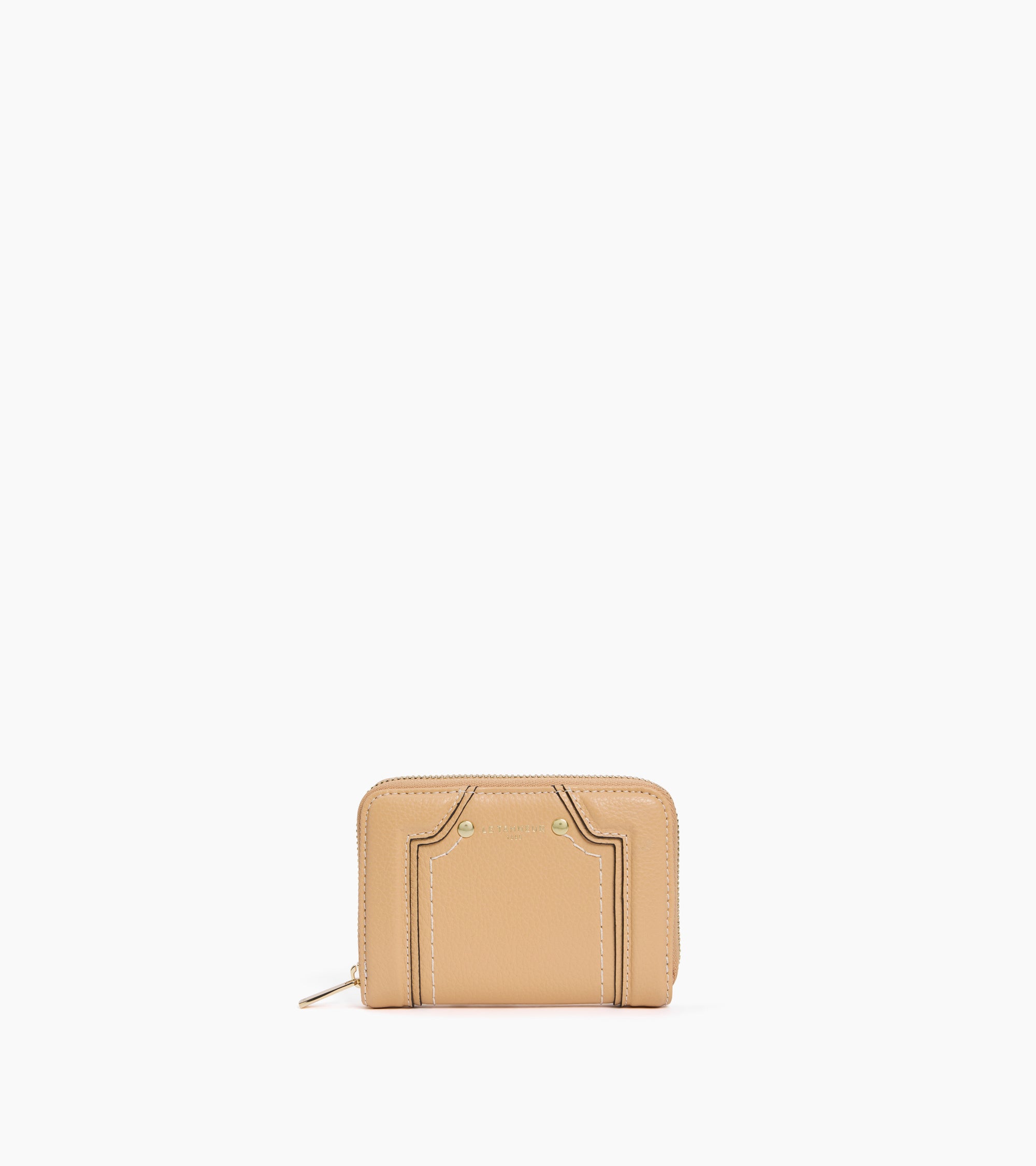 Ella zipped card holder in grained leather