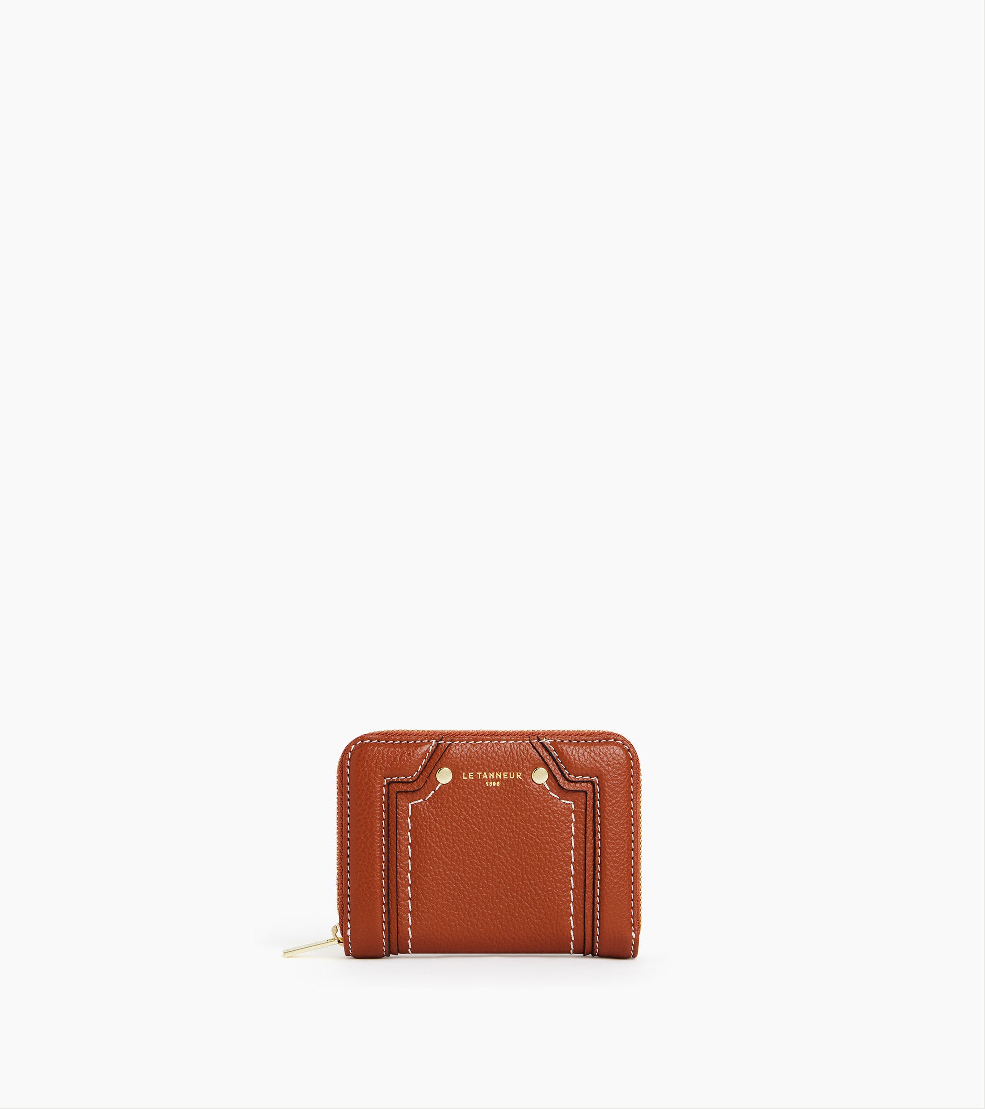 Ella zipped card holder in grained leather