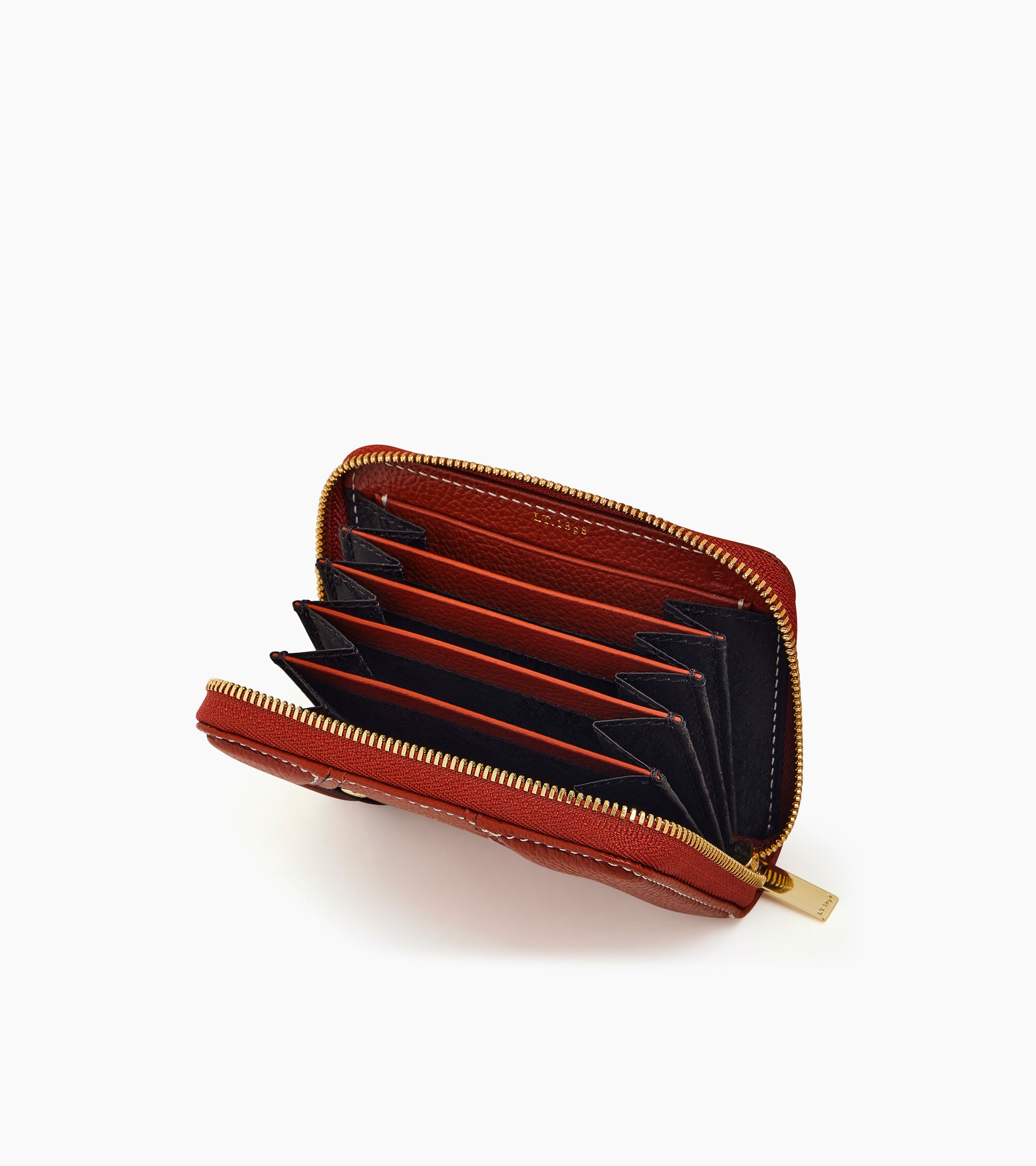 Ella zipped card holder in grained leather