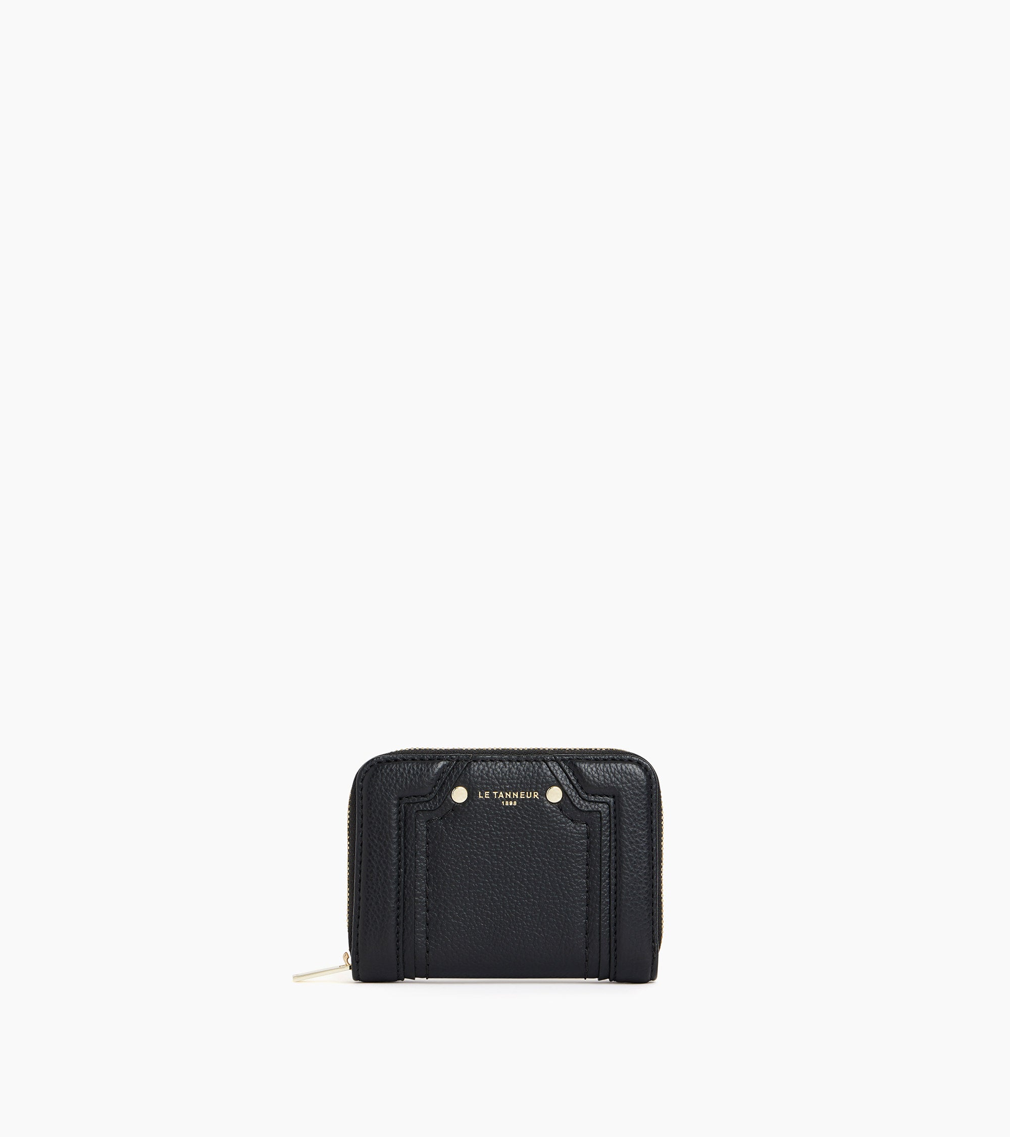 Ella zipped card holder in grained leather