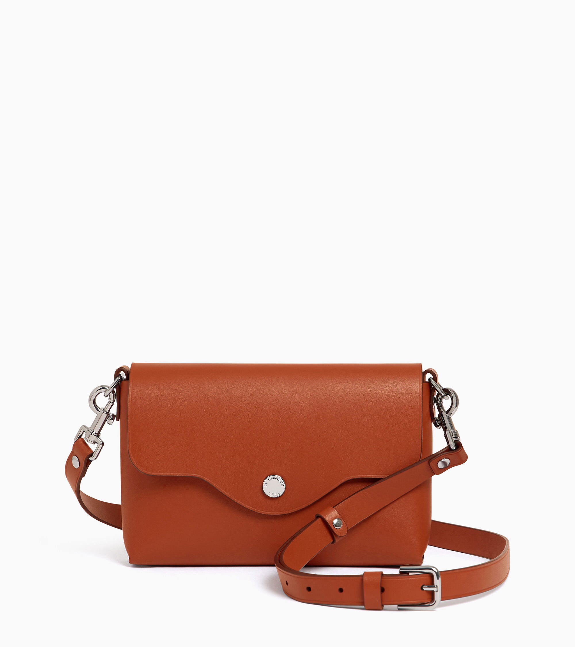 Sans Couture pouch with flap and detachable shoulder straps in smooth leather