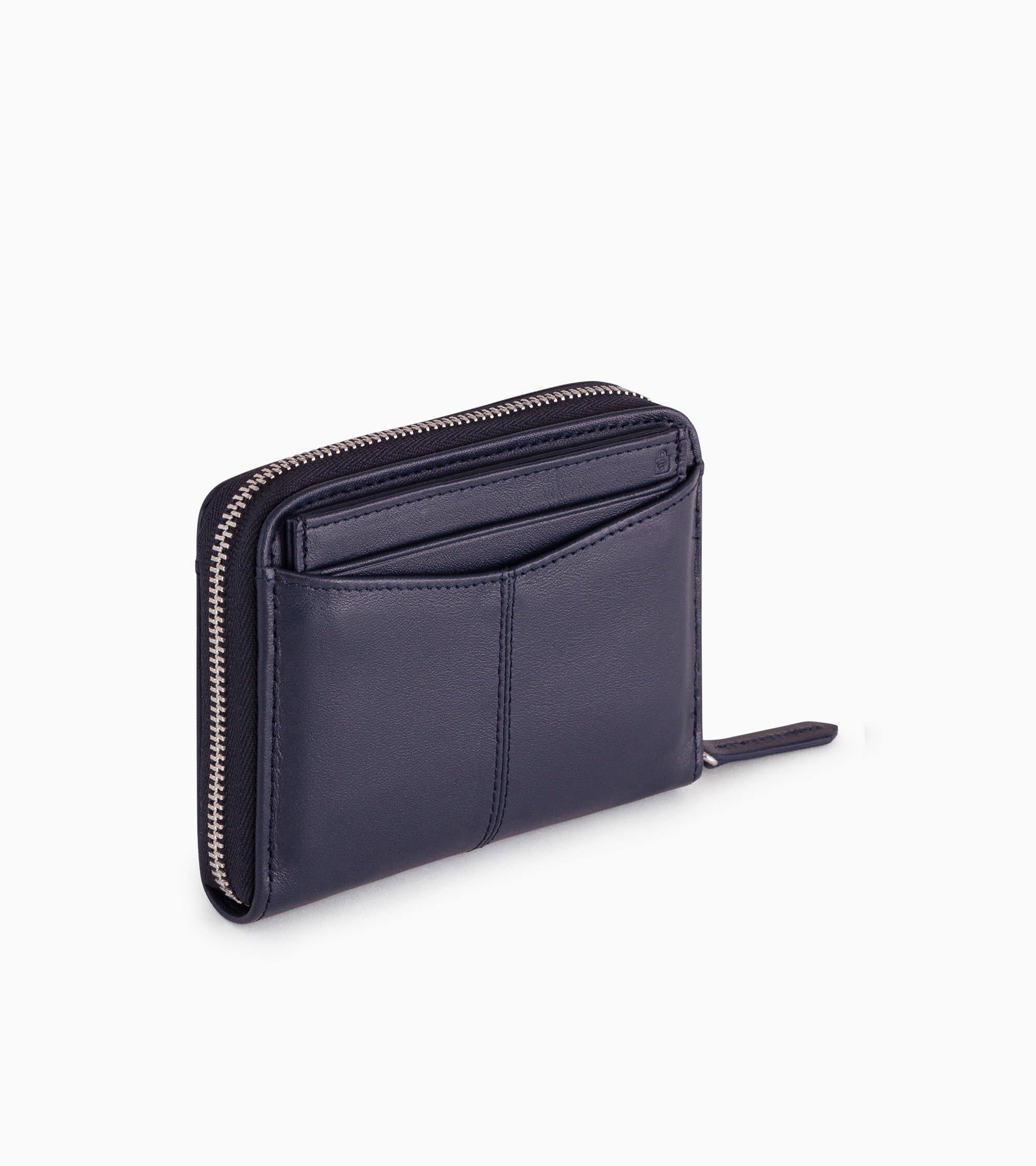 Charlotte zipped coin purse with removable card compartments in smooth leather