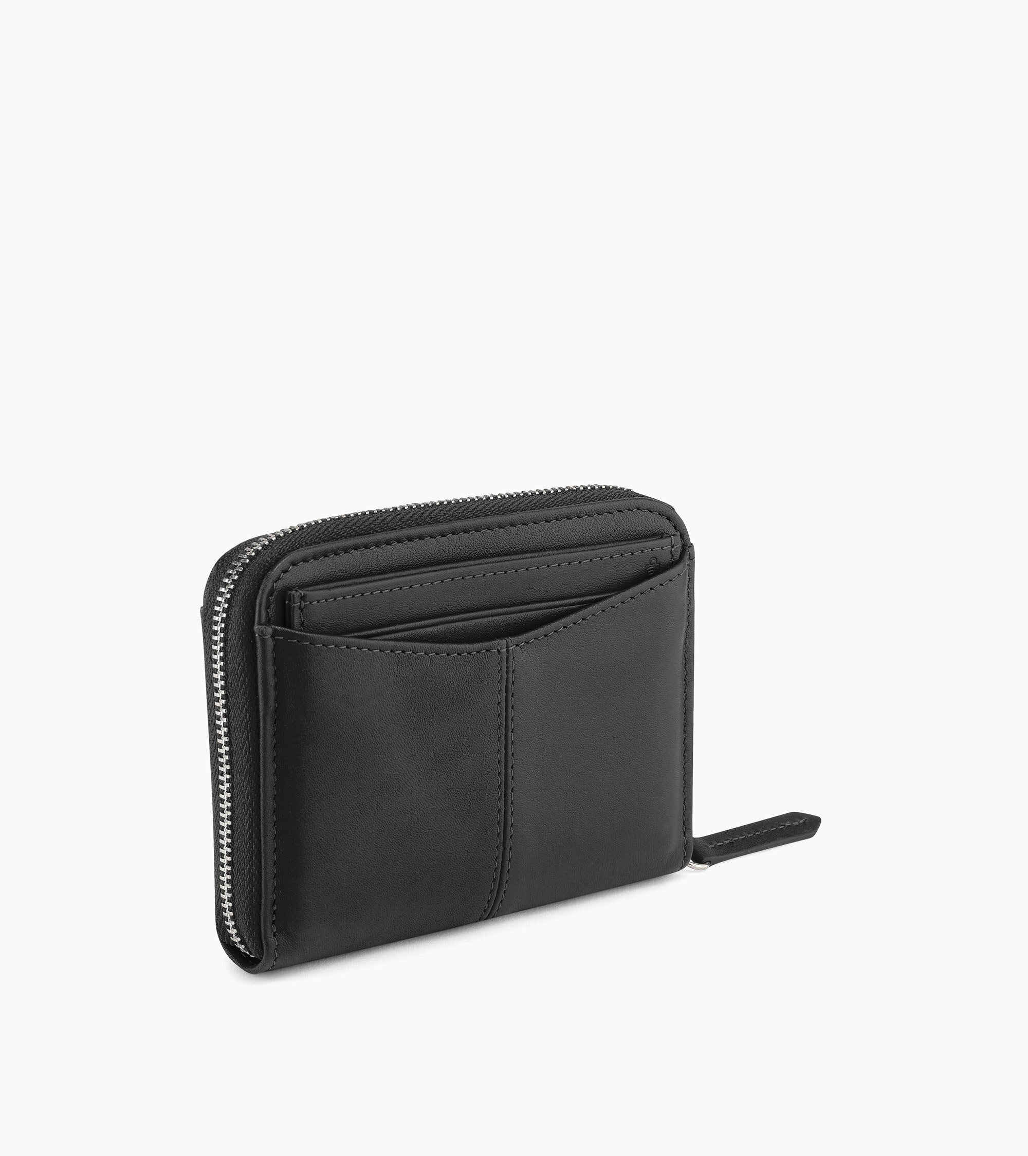 Charlotte zipped coin purse with removable card compartments in smooth leather