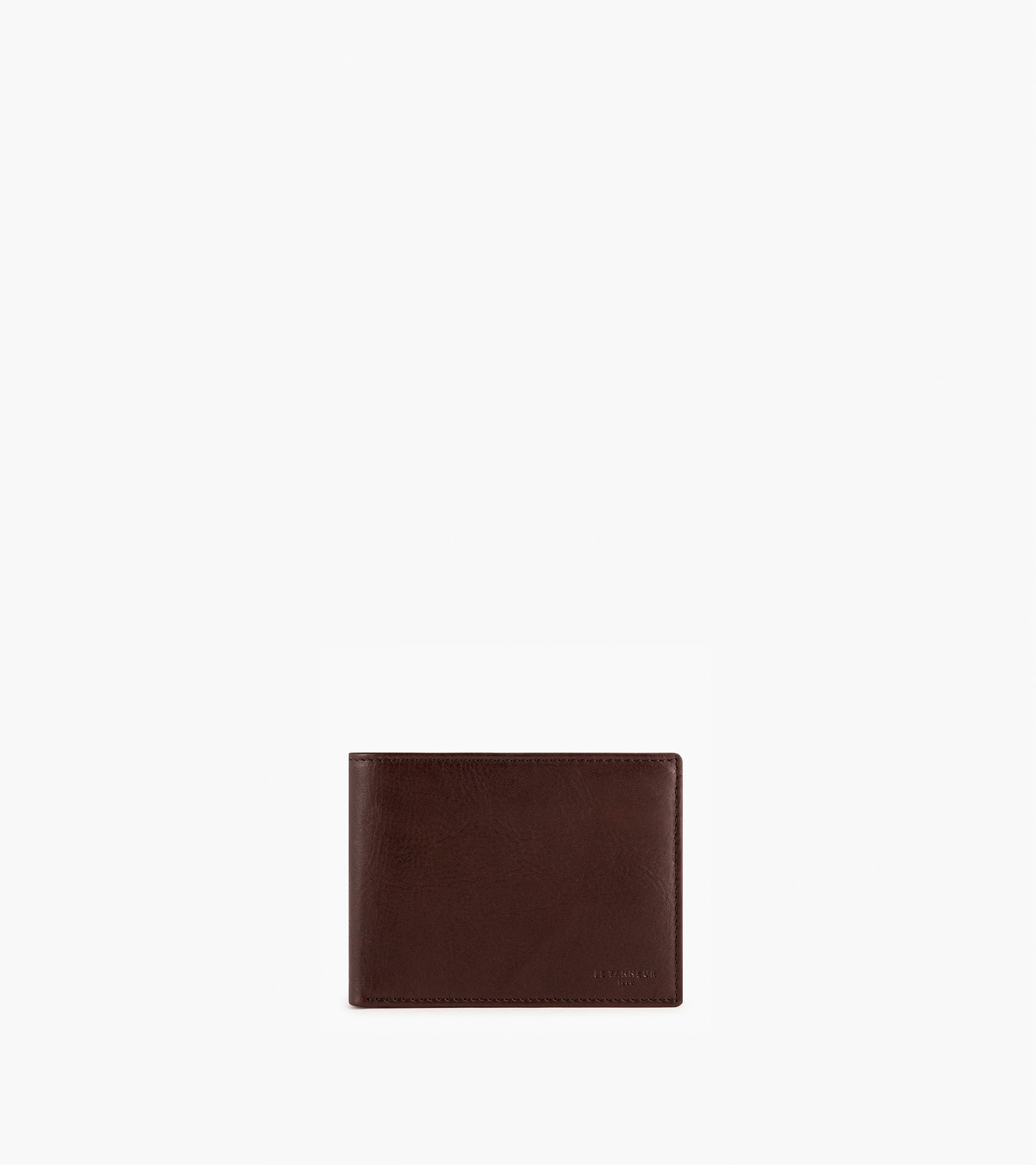 horizontal flap wallet with 2 sections in oiled leather