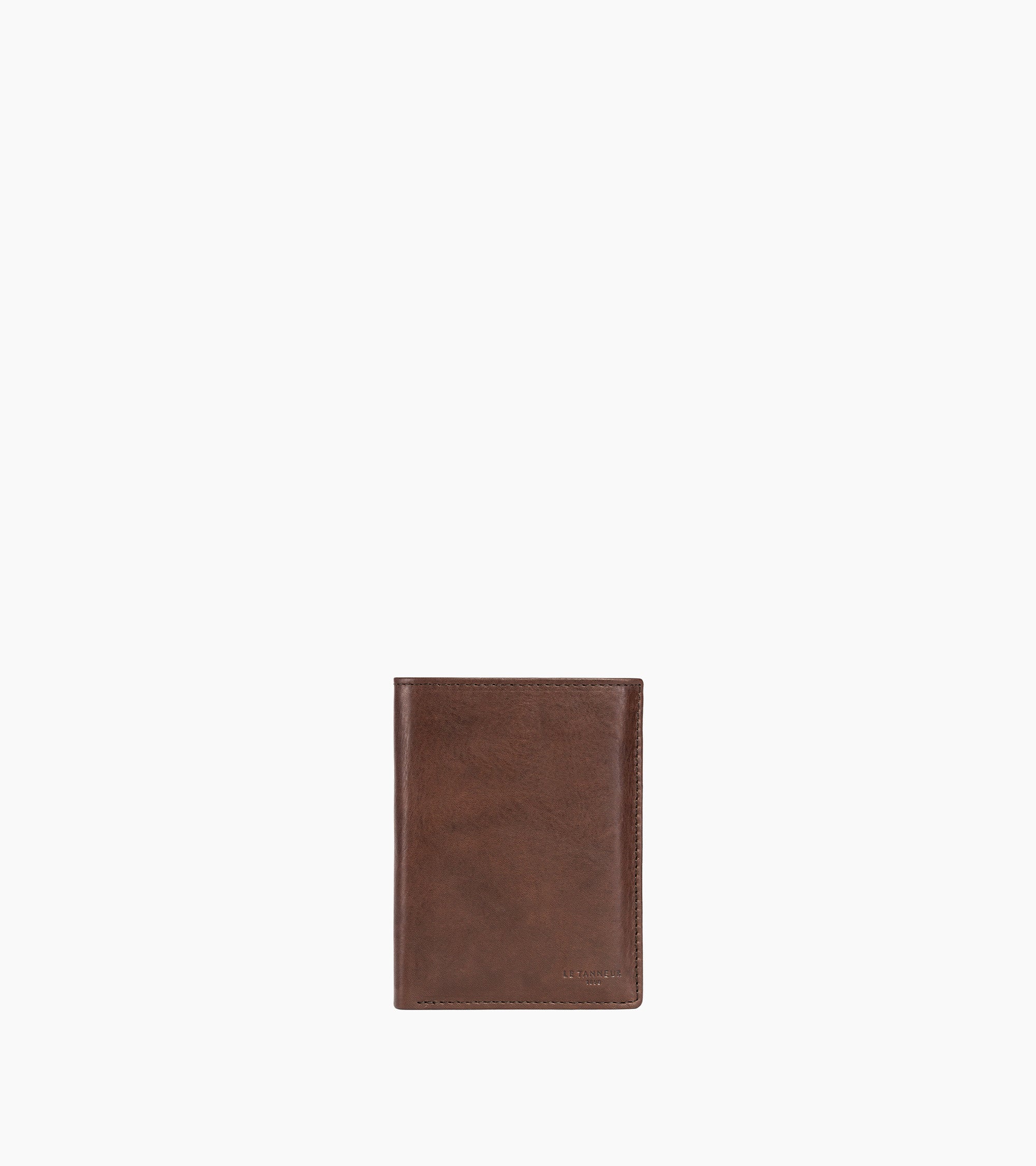 Gary vertical wallet with 3 shutters in oiled leather