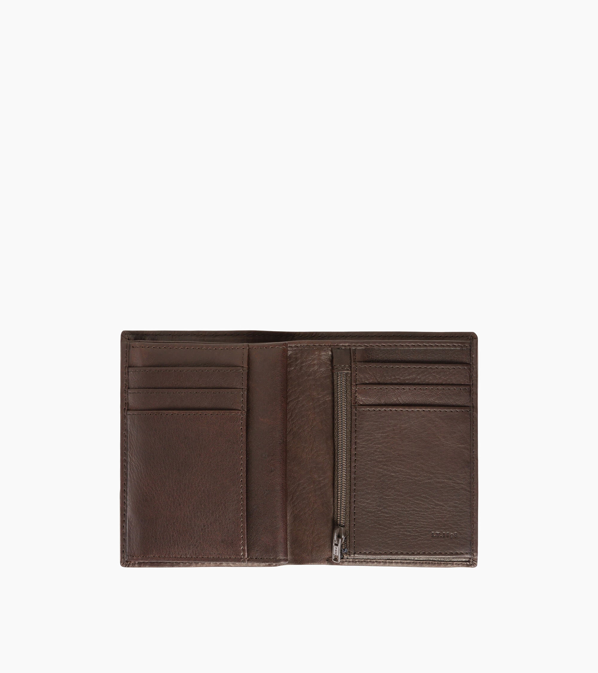 Gary vertical wallet with 3 shutters in oiled leather