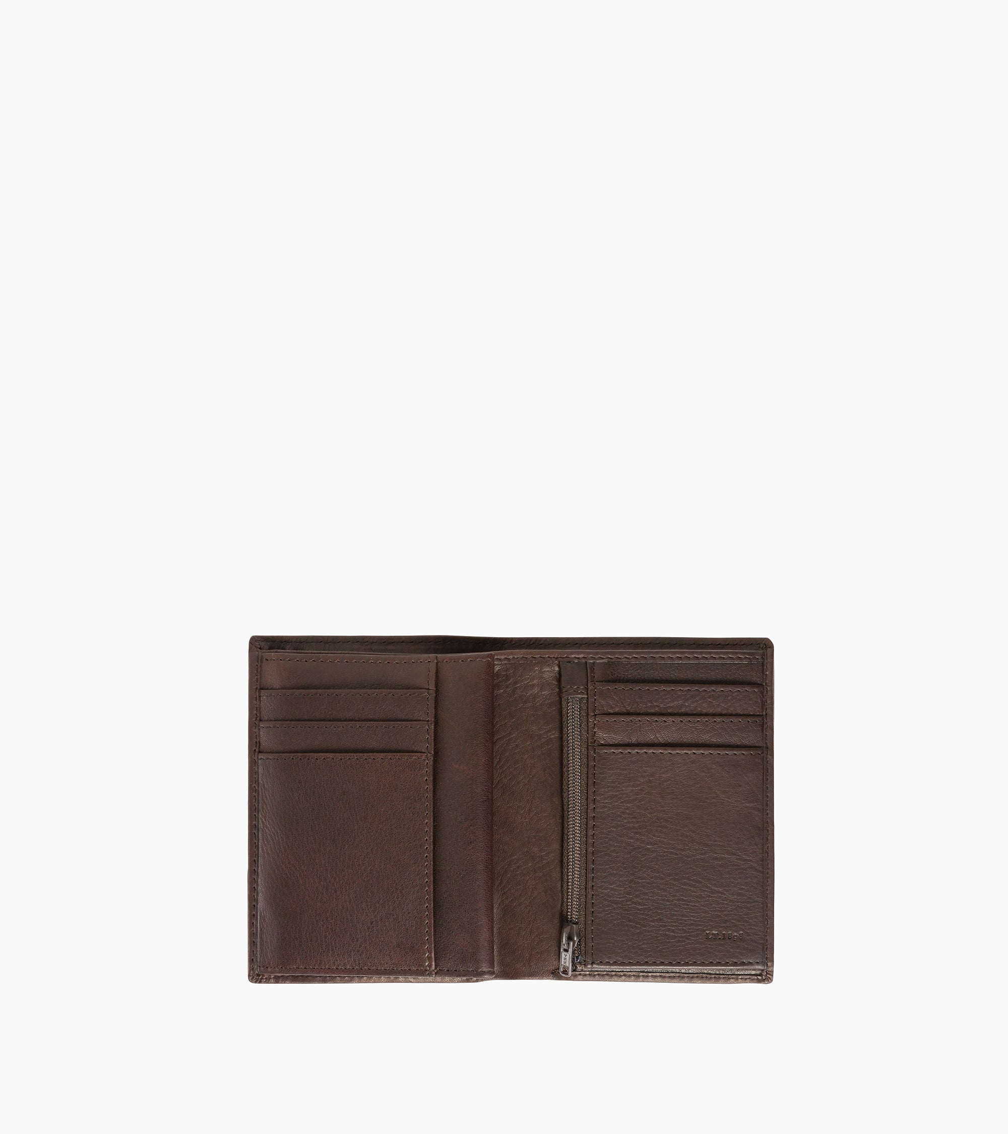 Gary vertical wallet with 3 shutters in oiled leather