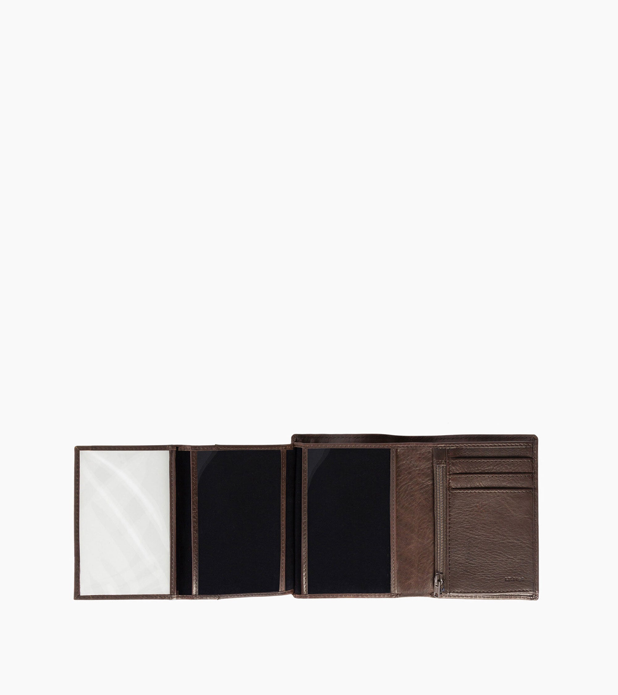 Gary vertical wallet with 3 shutters in oiled leather