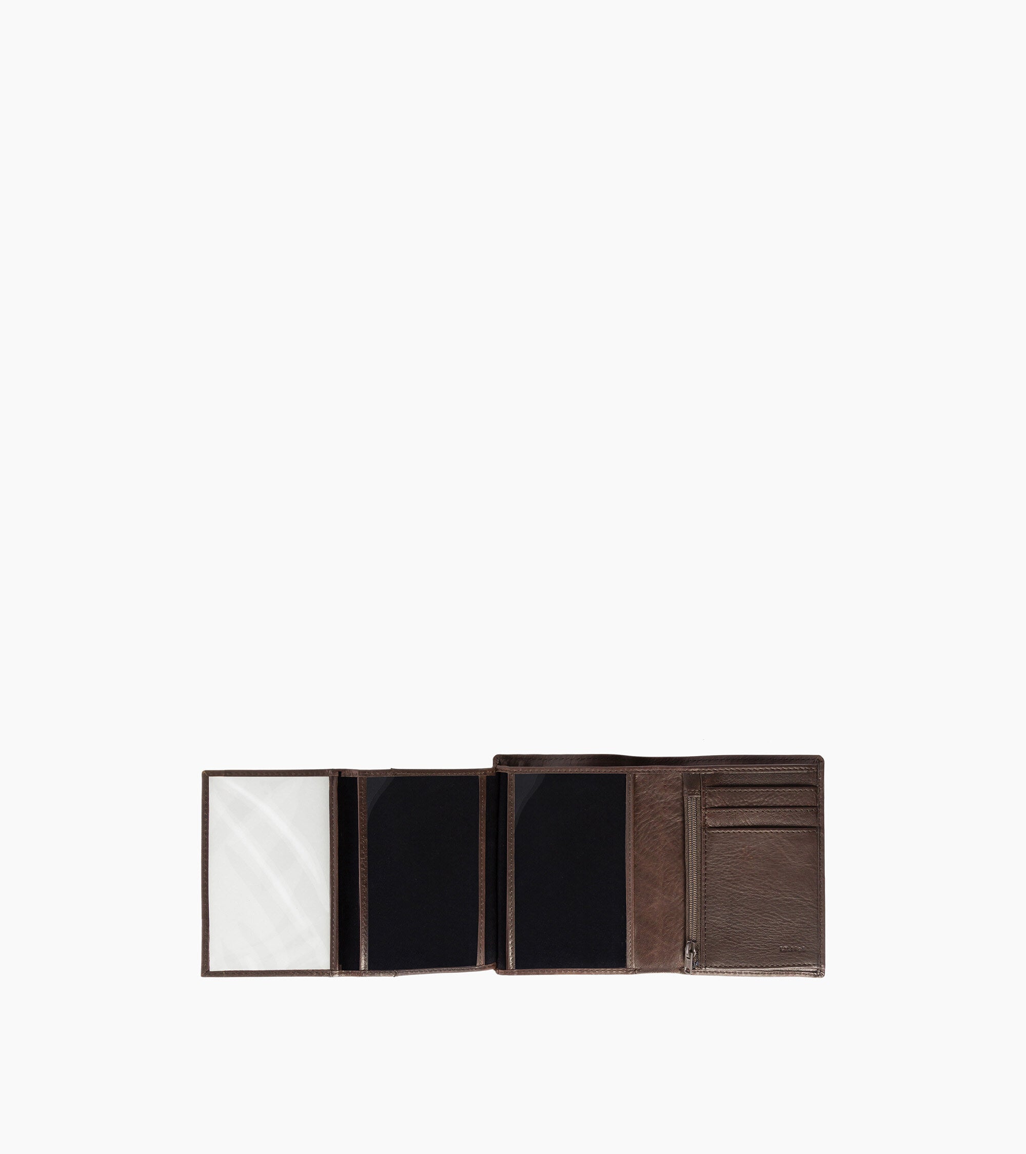 Gary vertical wallet with 3 shutters in oiled leather