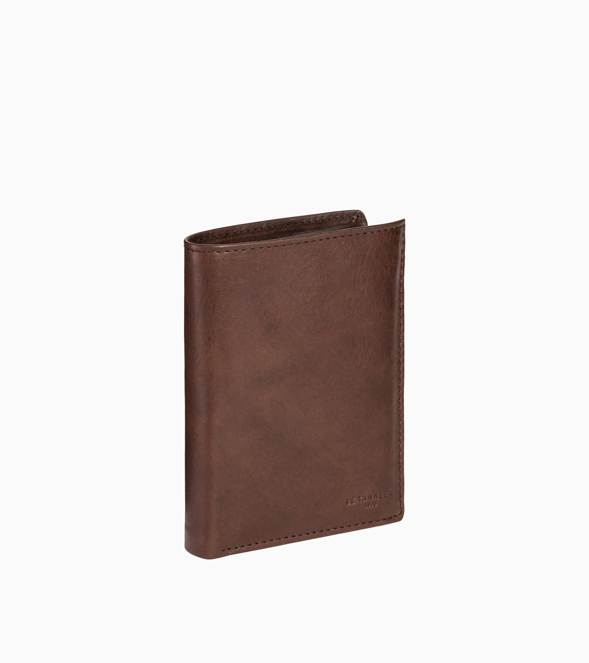 Gary vertical wallet with 3 shutters in oiled leather