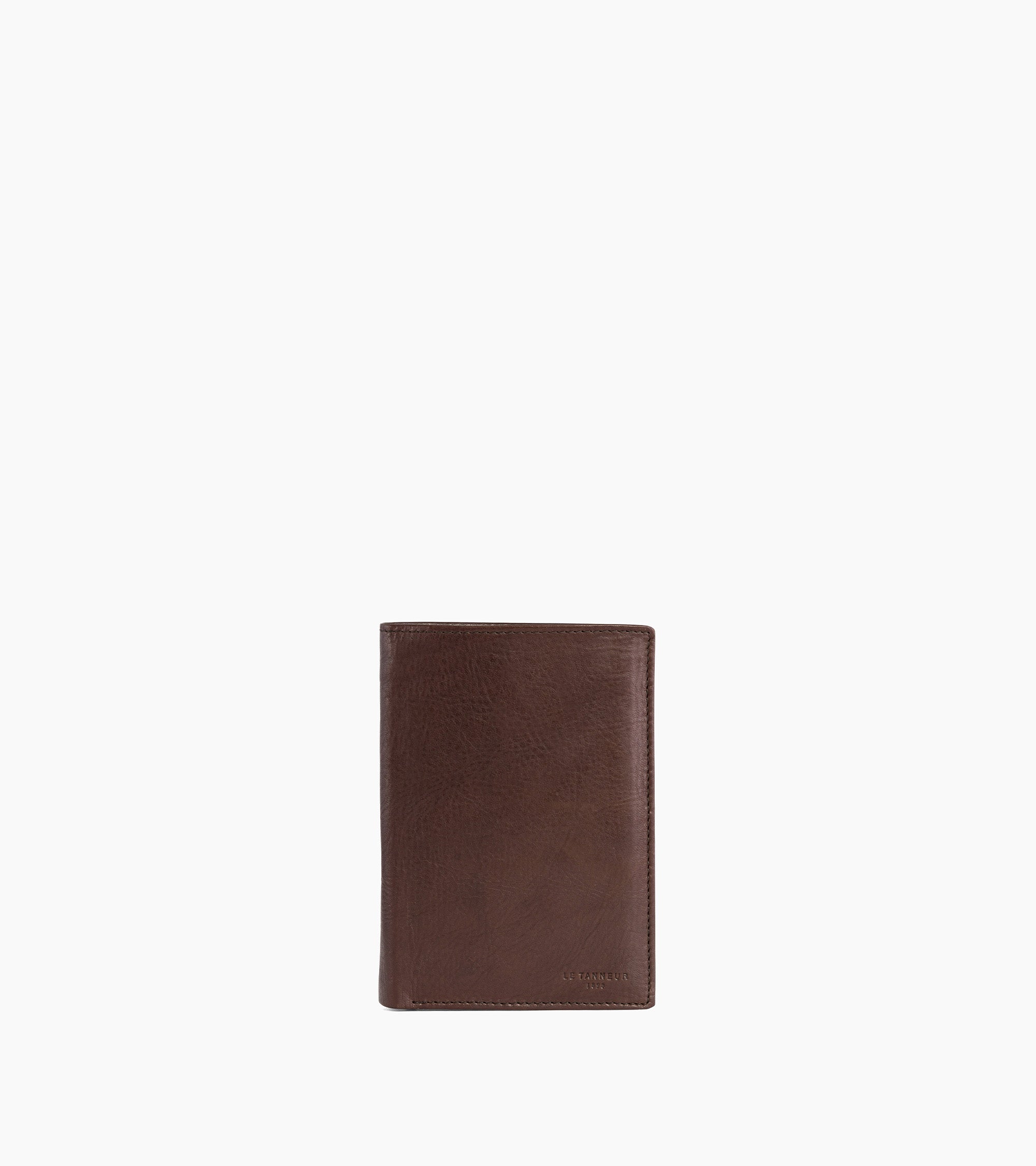 Large zipped vertical wallet with 3 sections Gary in oiled leather.