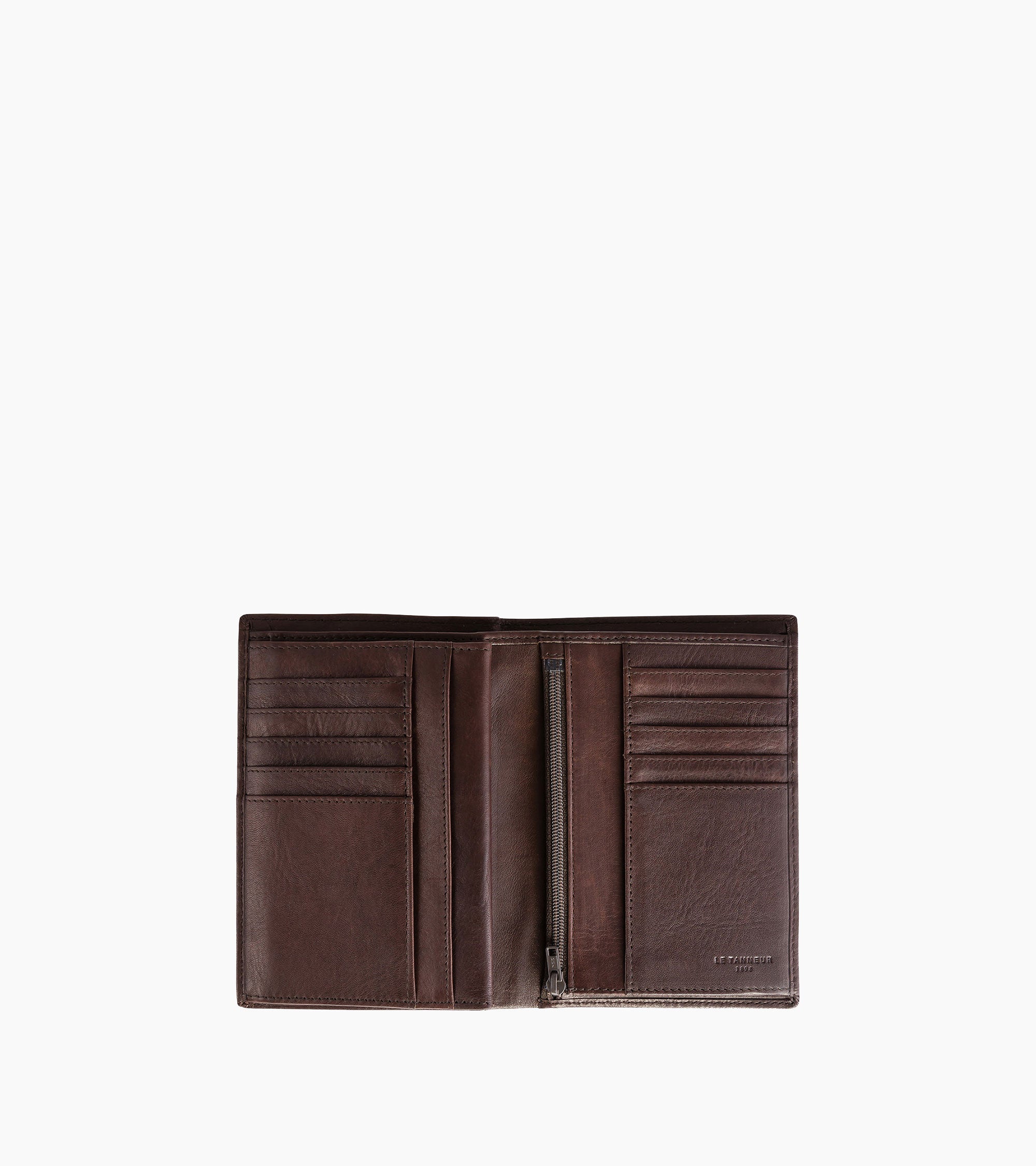 Gary medium zipped wallet with 3 shutters in oiled leather