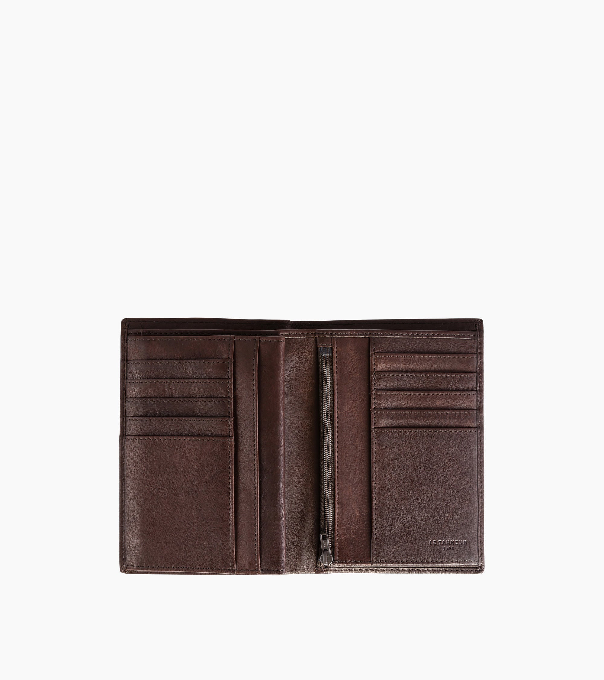 Gary medium zipped wallet with 3 shutters in oiled leather