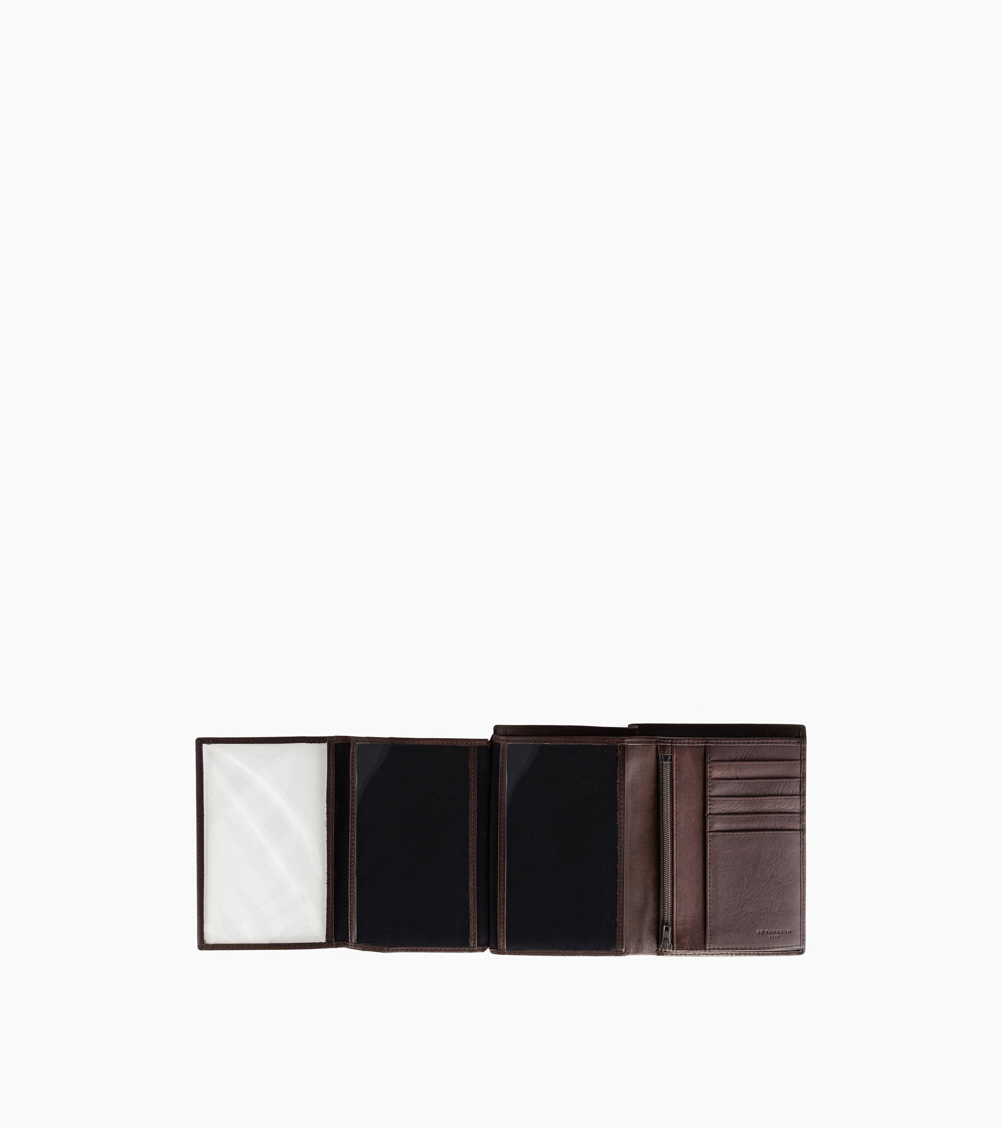 Gary medium zipped wallet with 3 shutters in oiled leather