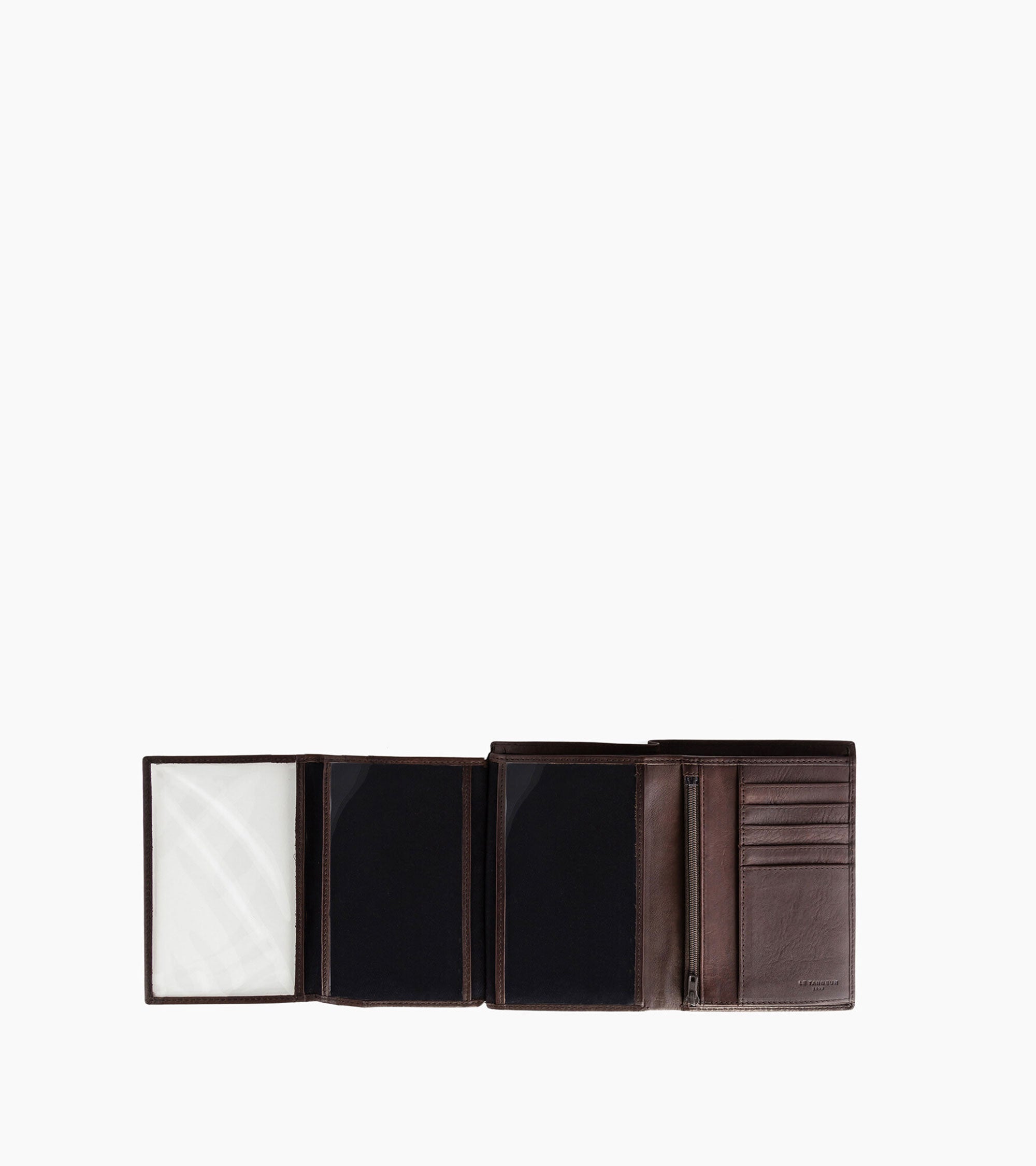 Gary medium zipped wallet with 3 shutters in oiled leather