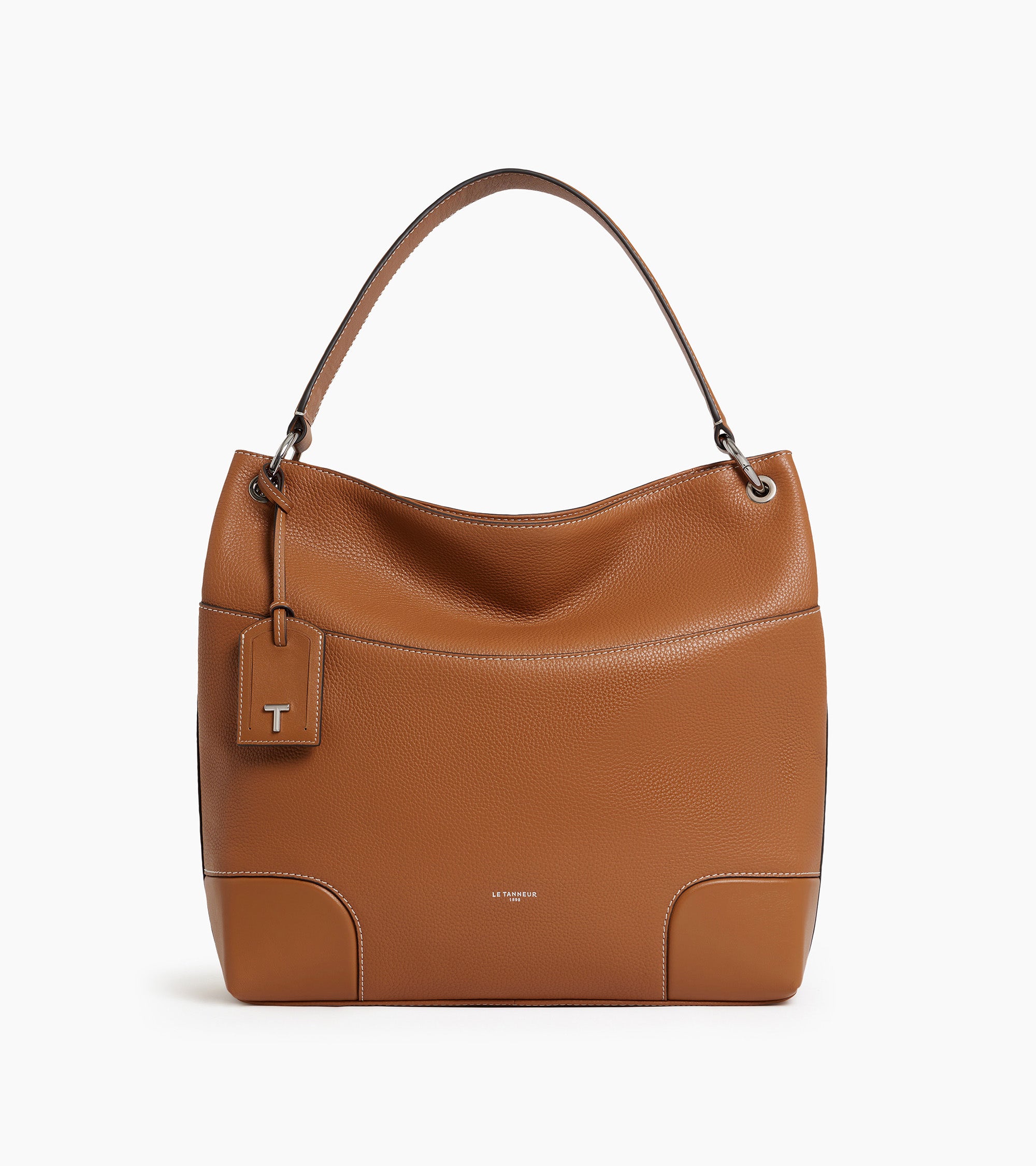 Romy large hobo bag in smooth and grained leather