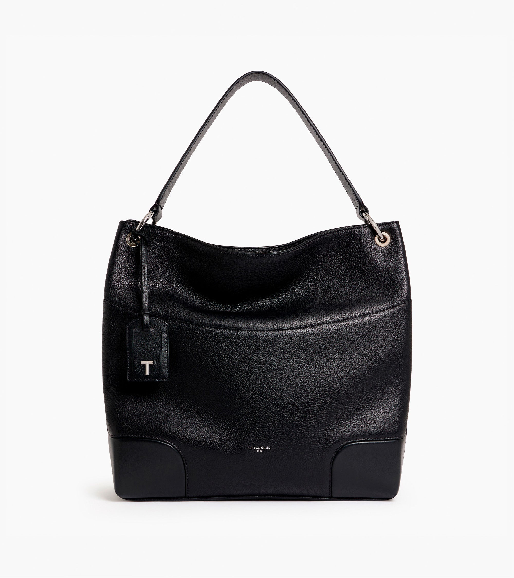Romy large hobo bag in smooth and grained leather