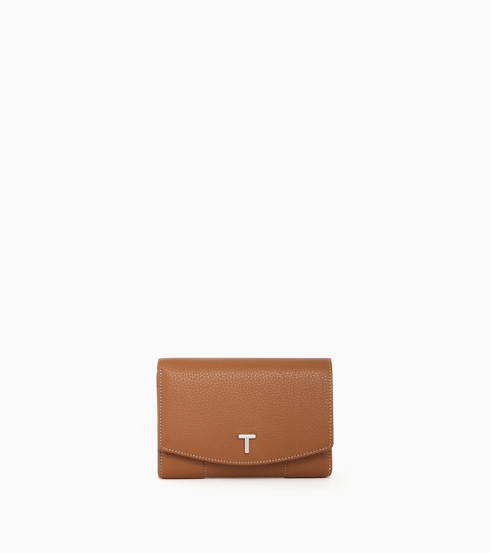 Romy coin case with flap closure in grained leather