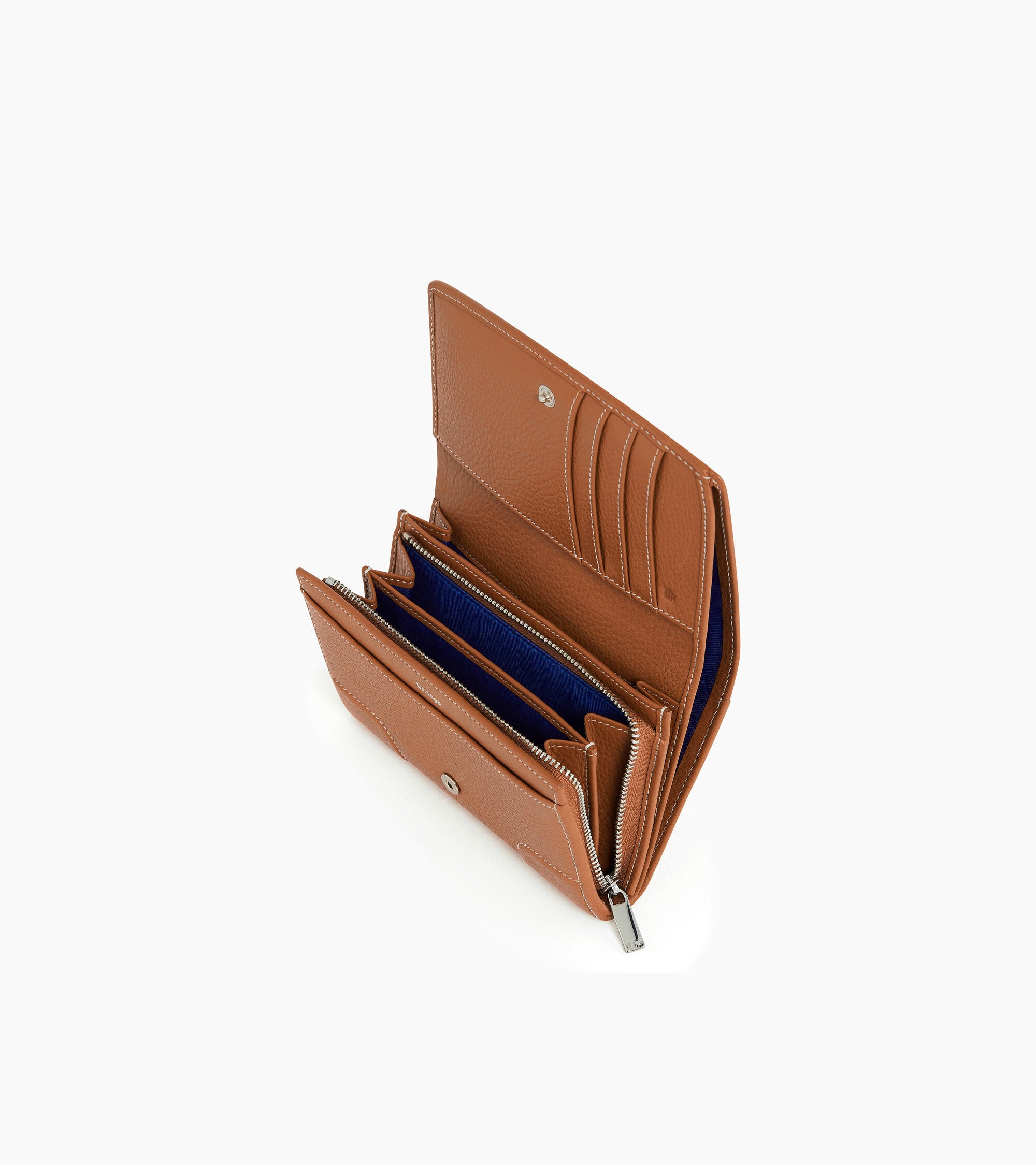 Romy coin case with flap closure in grained leather